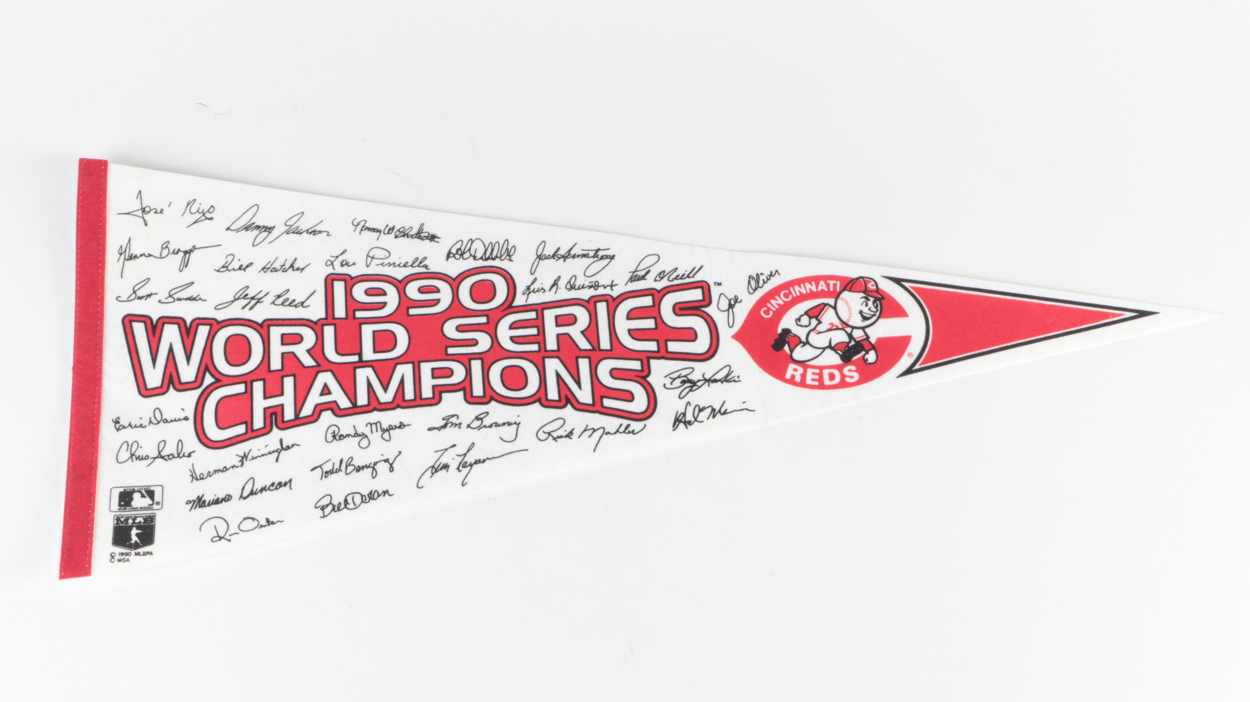 1990 Cincinnati Reds MLB World Series and National League Champions Pennants