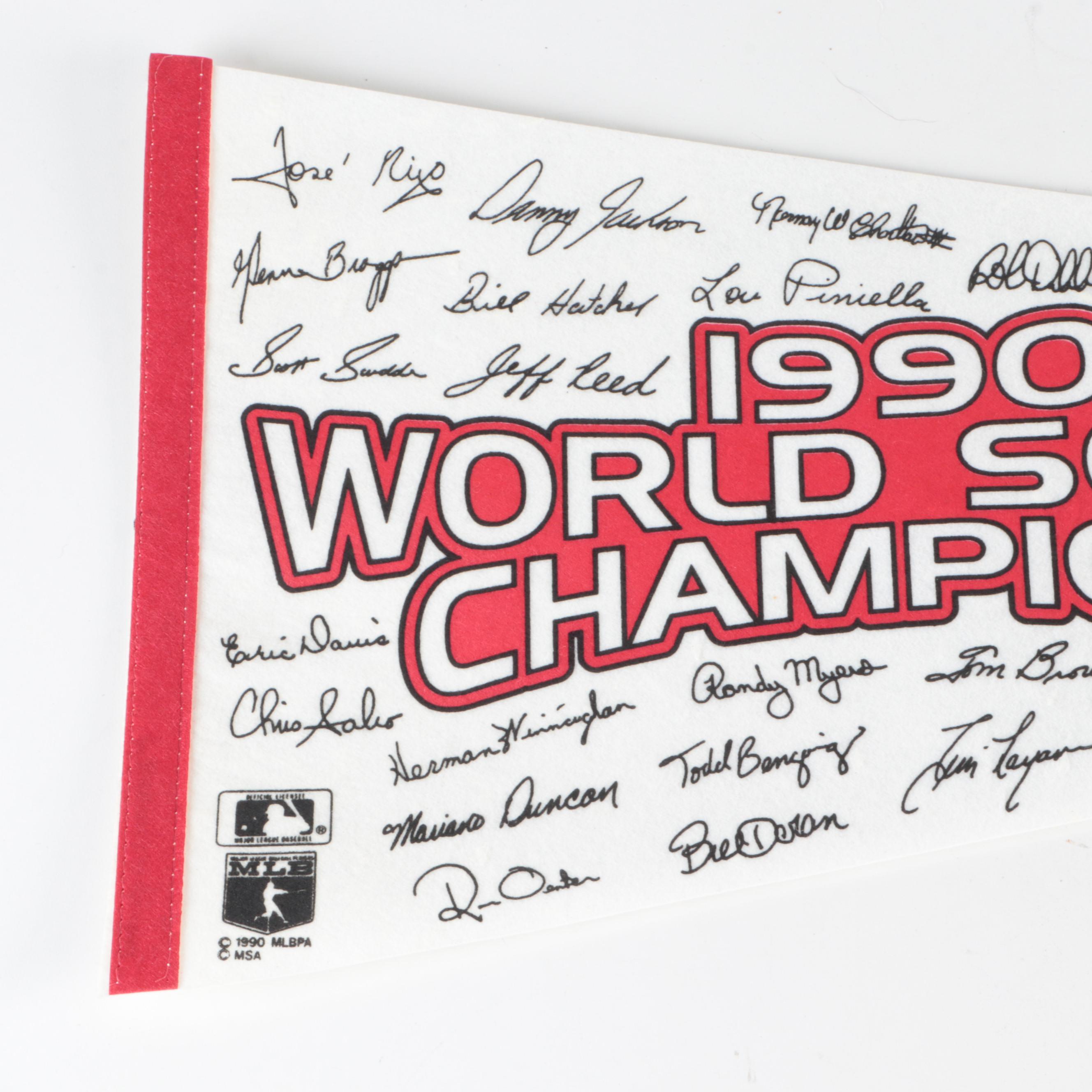 1990 Cincinnati Reds MLB World Series and National League Champions Pennants