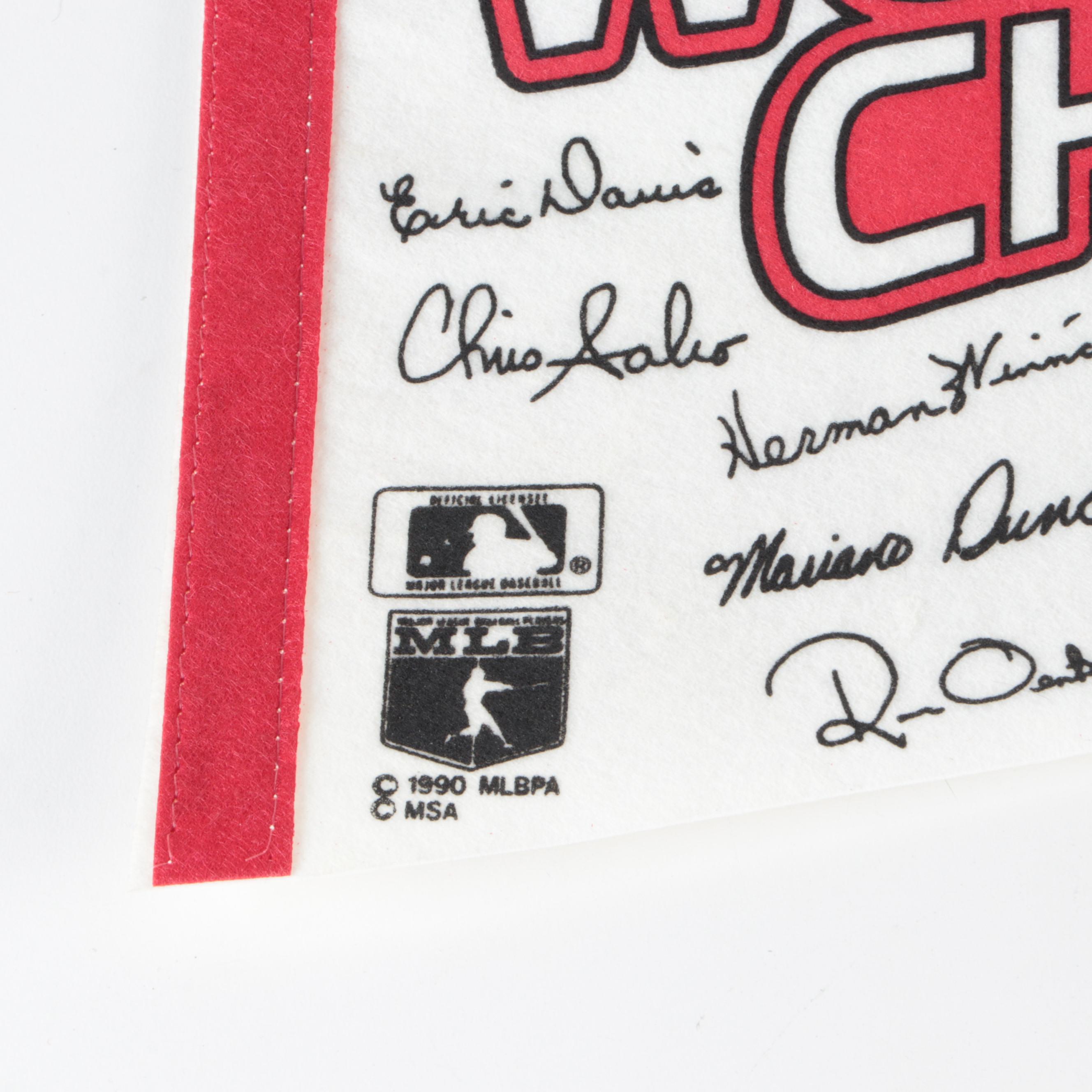 1990 Cincinnati Reds MLB World Series and National League Champions Pennants
