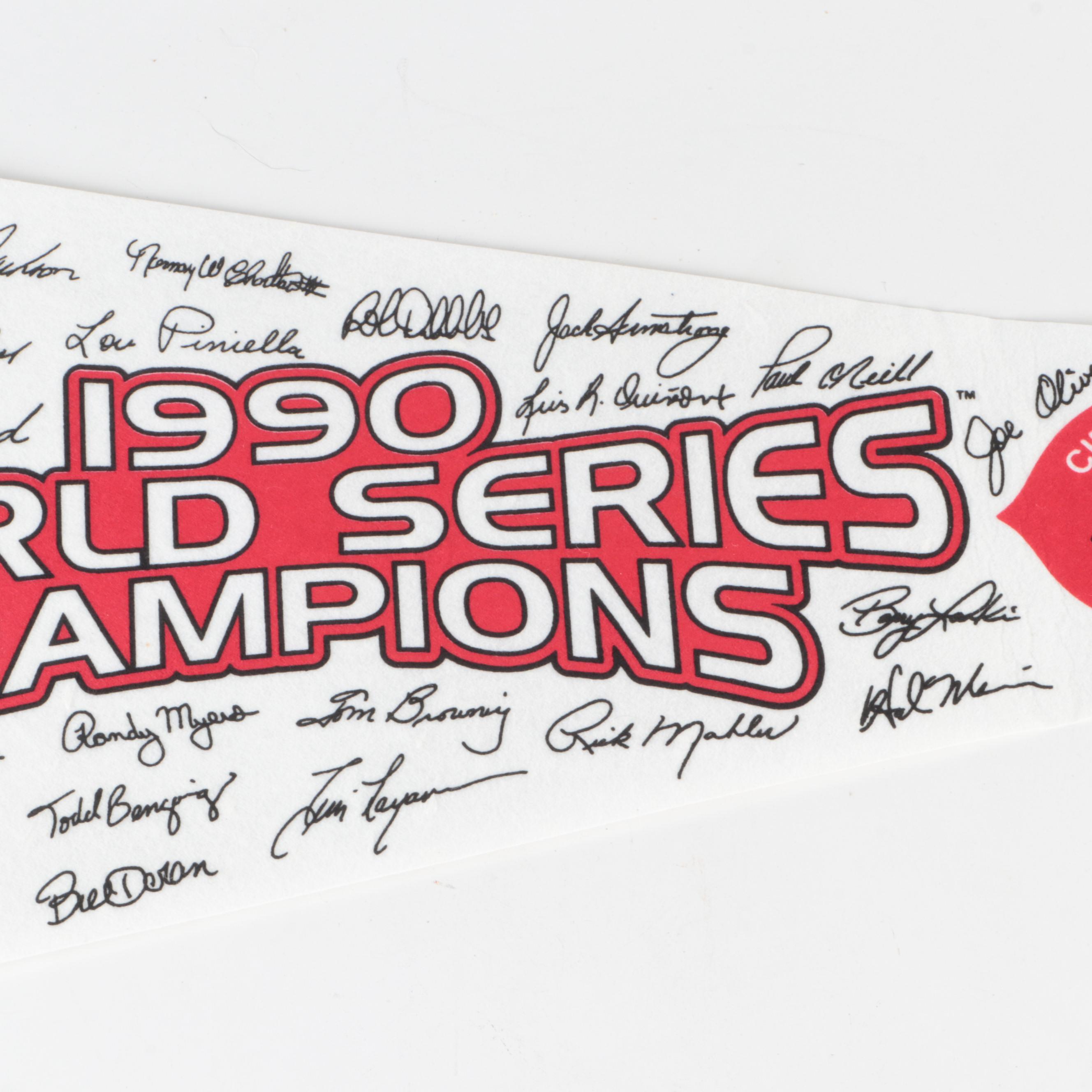 1990 Cincinnati Reds MLB World Series and National League Champions Pennants
