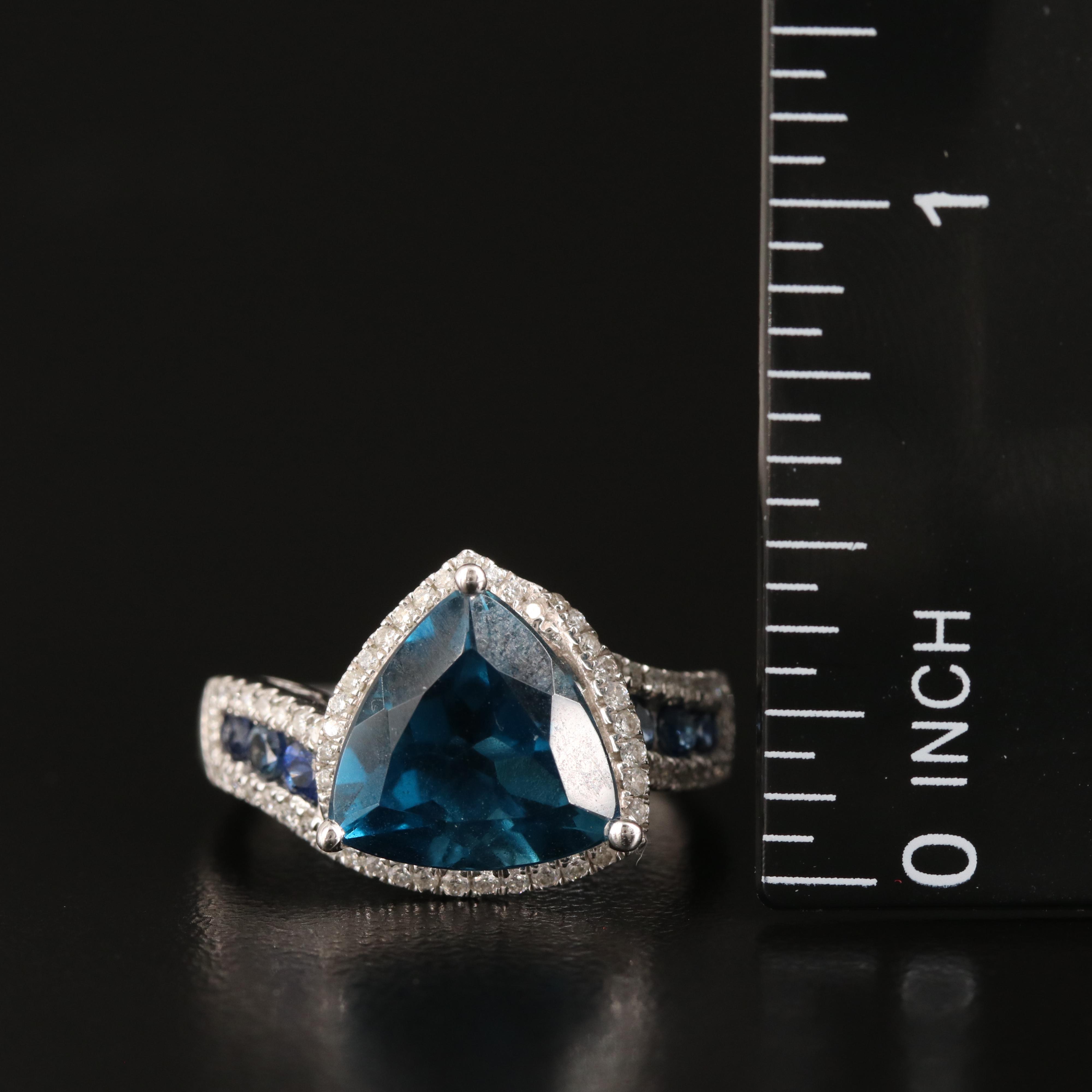 14K London Blue Topaz, Sapphire and Diamond Ring