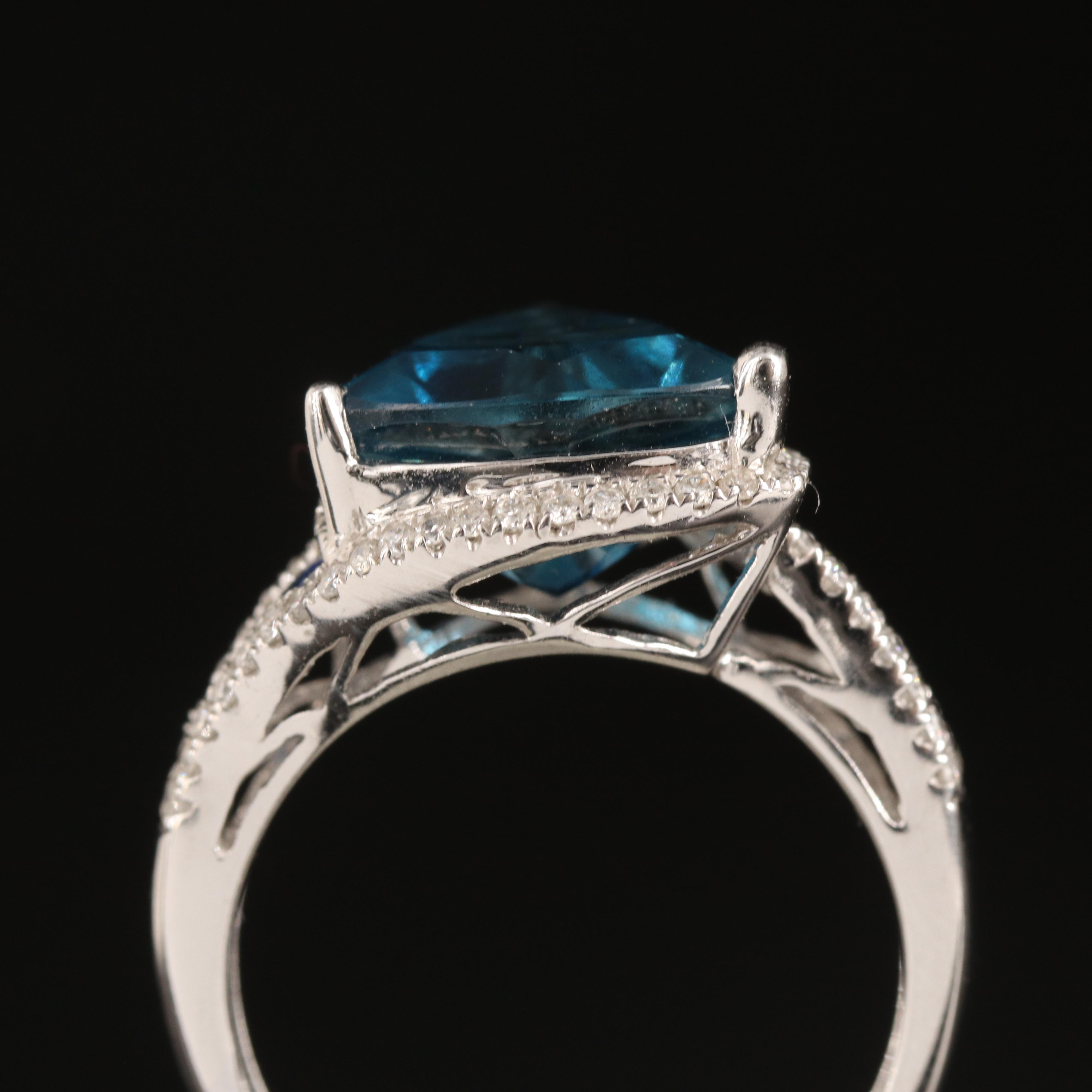 14K London Blue Topaz, Sapphire and Diamond Ring