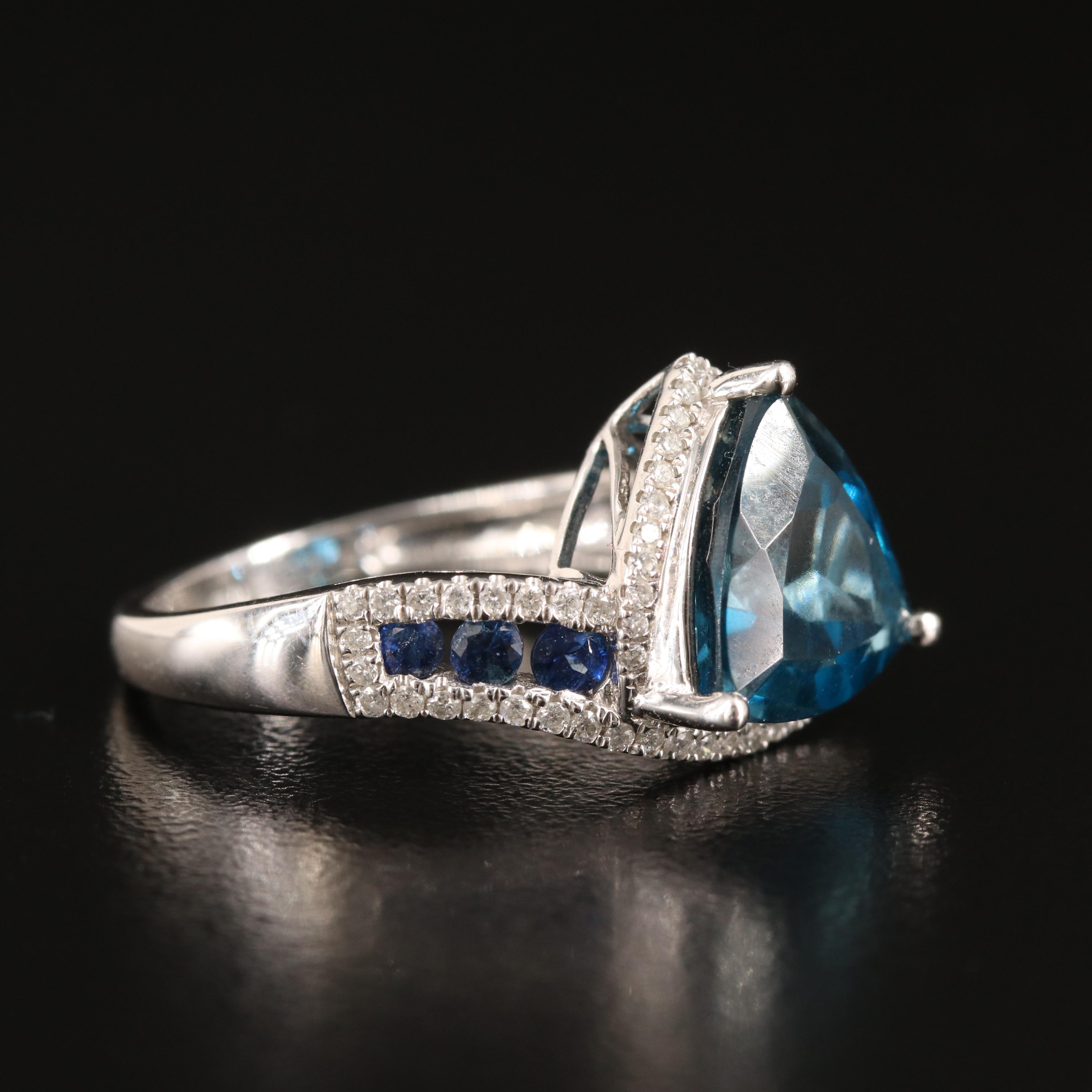 14K London Blue Topaz, Sapphire and Diamond Ring