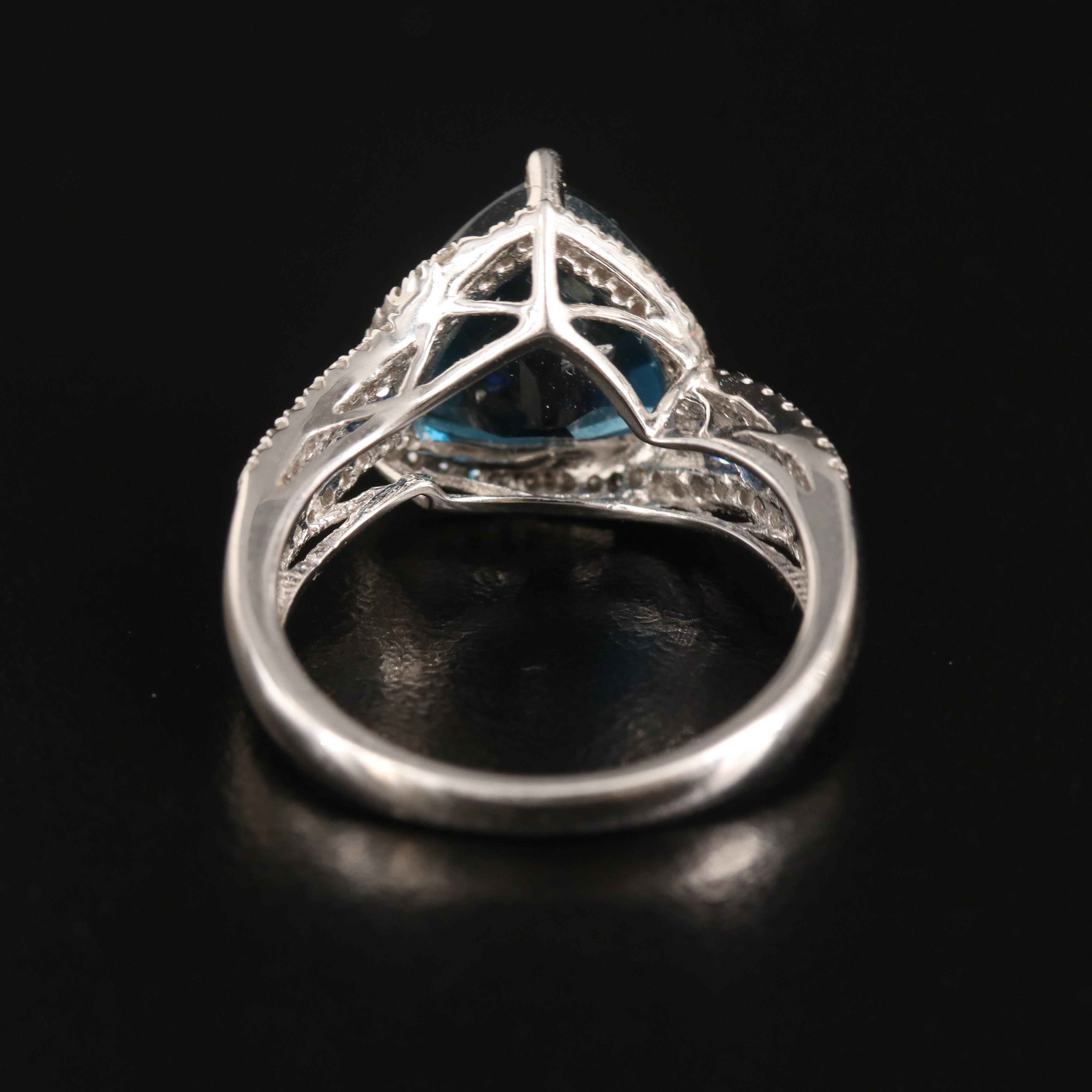 14K London Blue Topaz, Sapphire and Diamond Ring