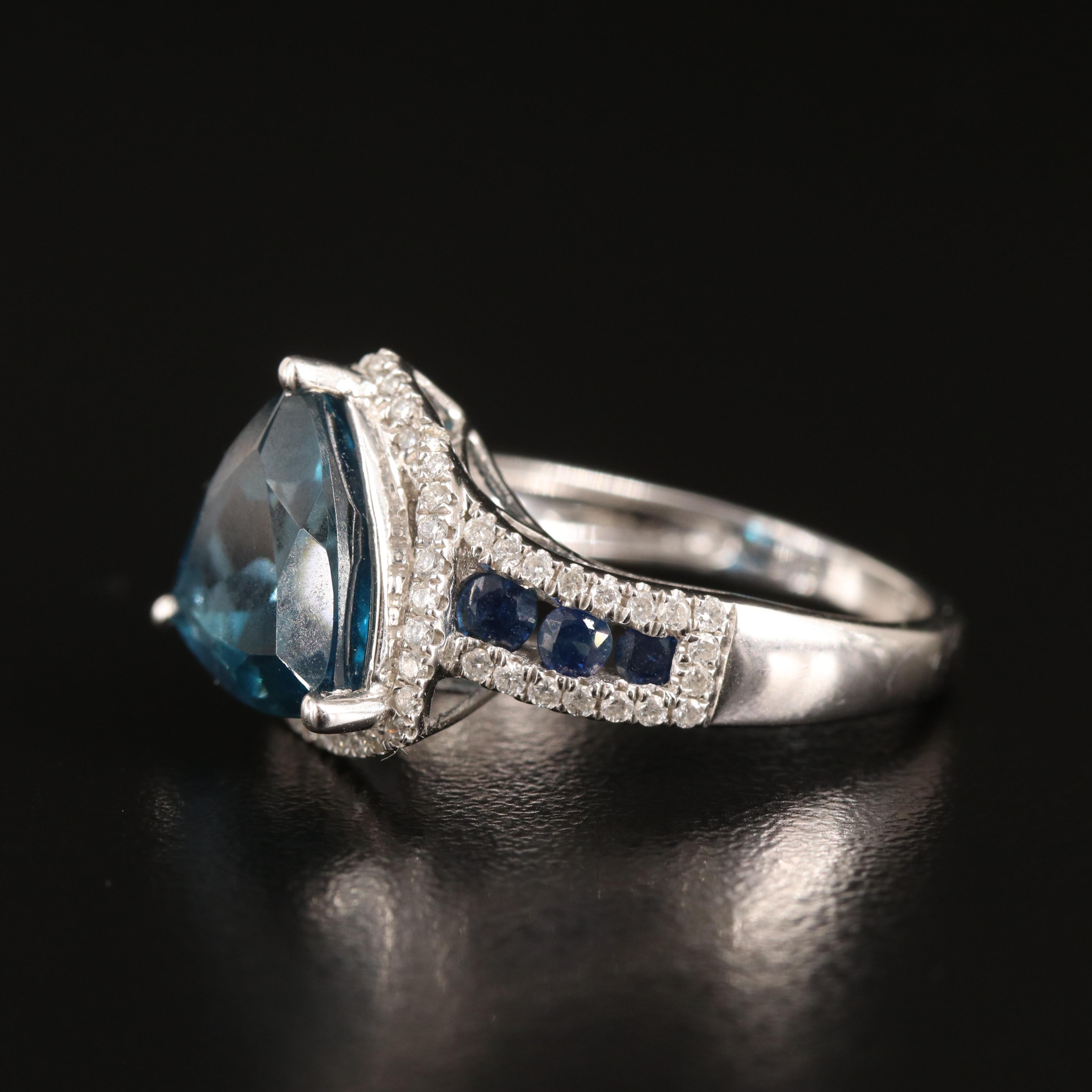 14K London Blue Topaz, Sapphire and Diamond Ring