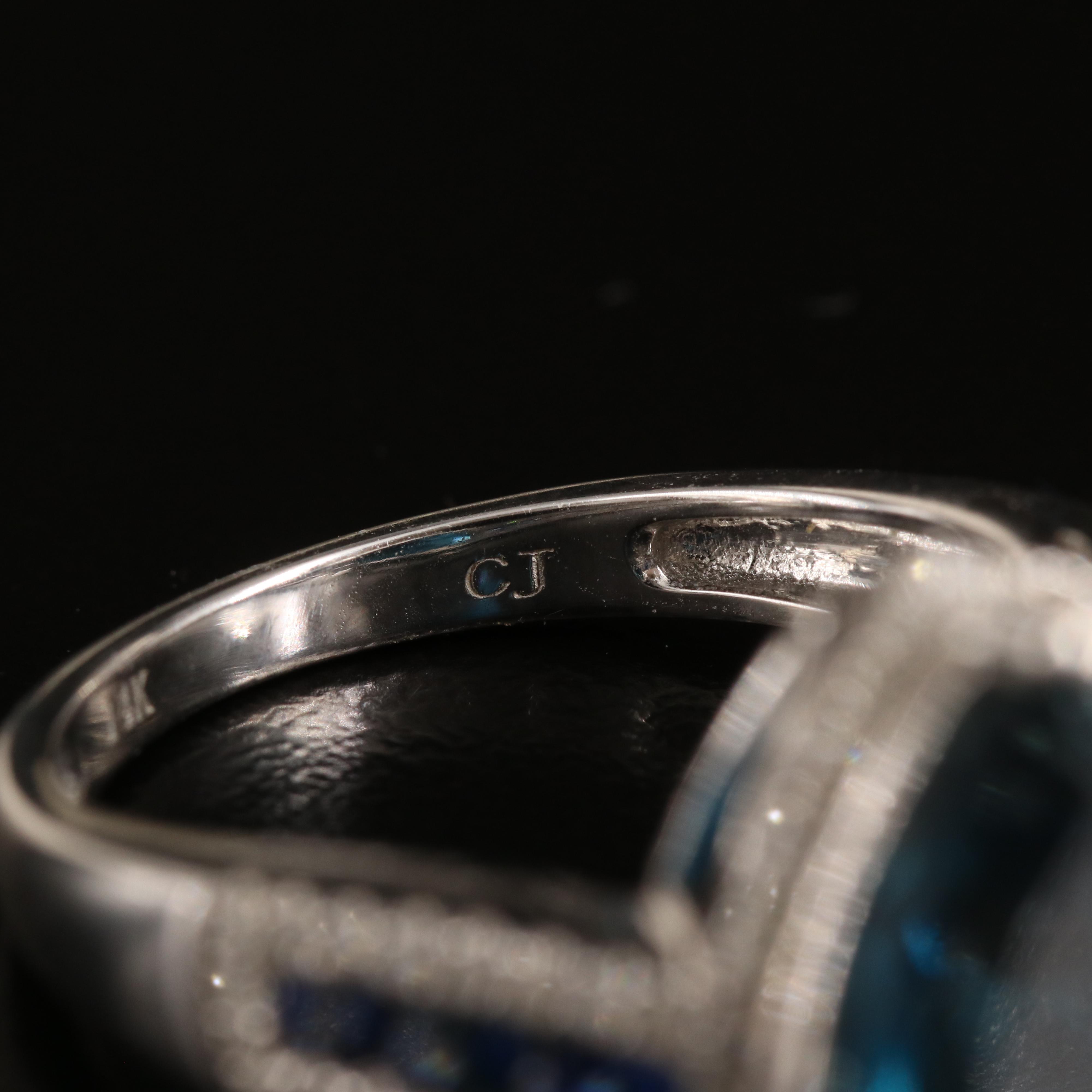 14K London Blue Topaz, Sapphire and Diamond Ring