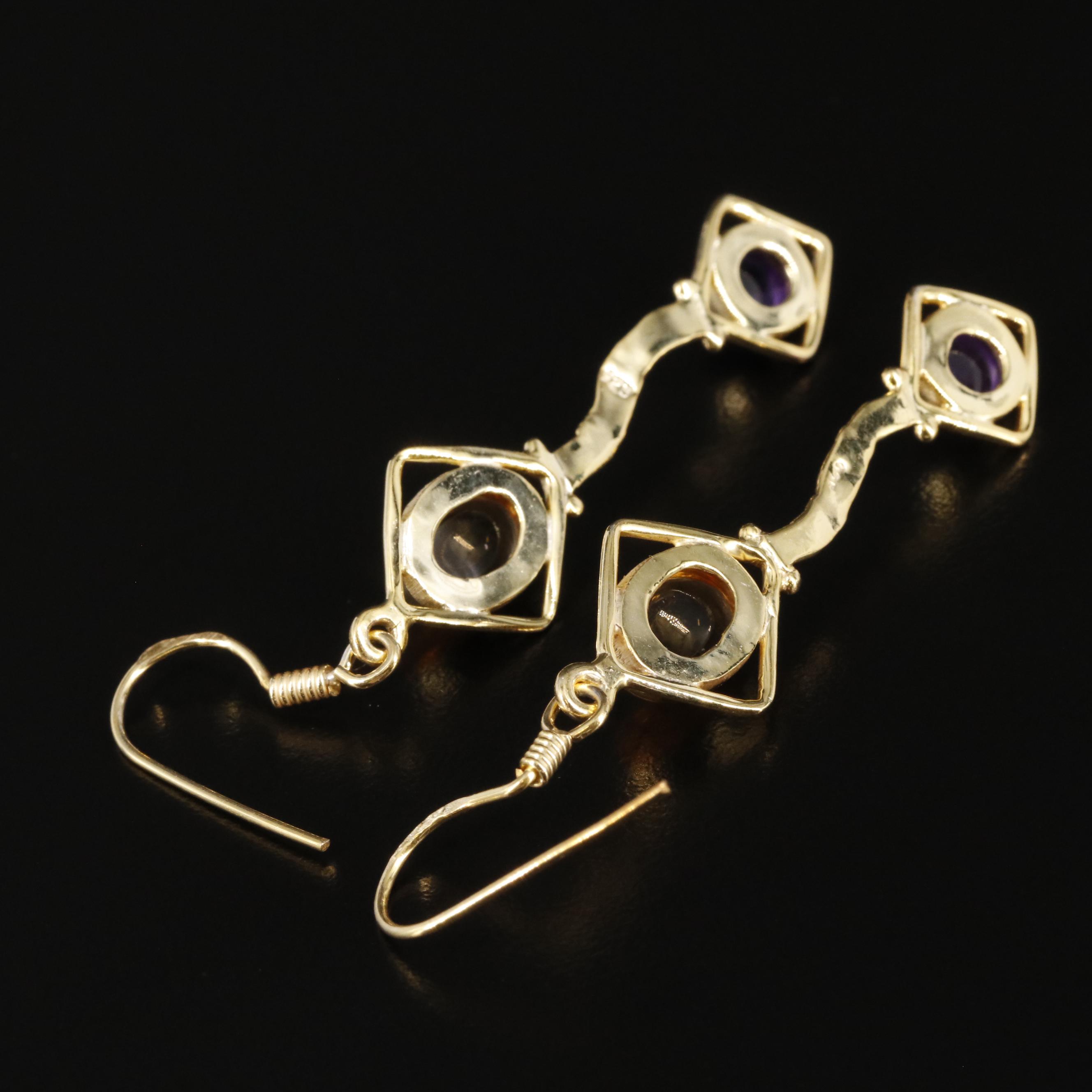 Sterling Amethyst and Citrine Dangle Earrings