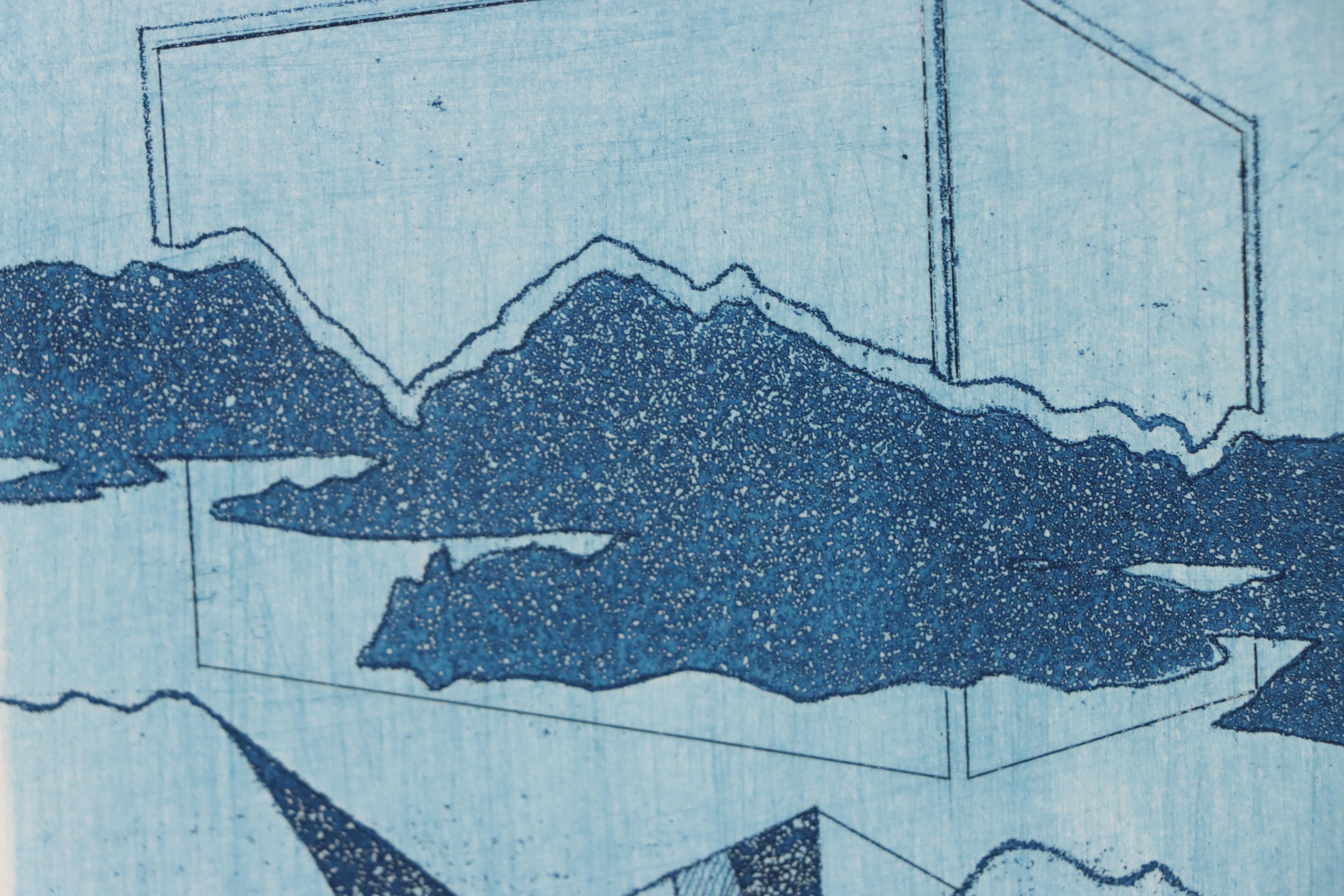 Werner Berges Etching With Aquatint "Portraitlandschaft," 1974