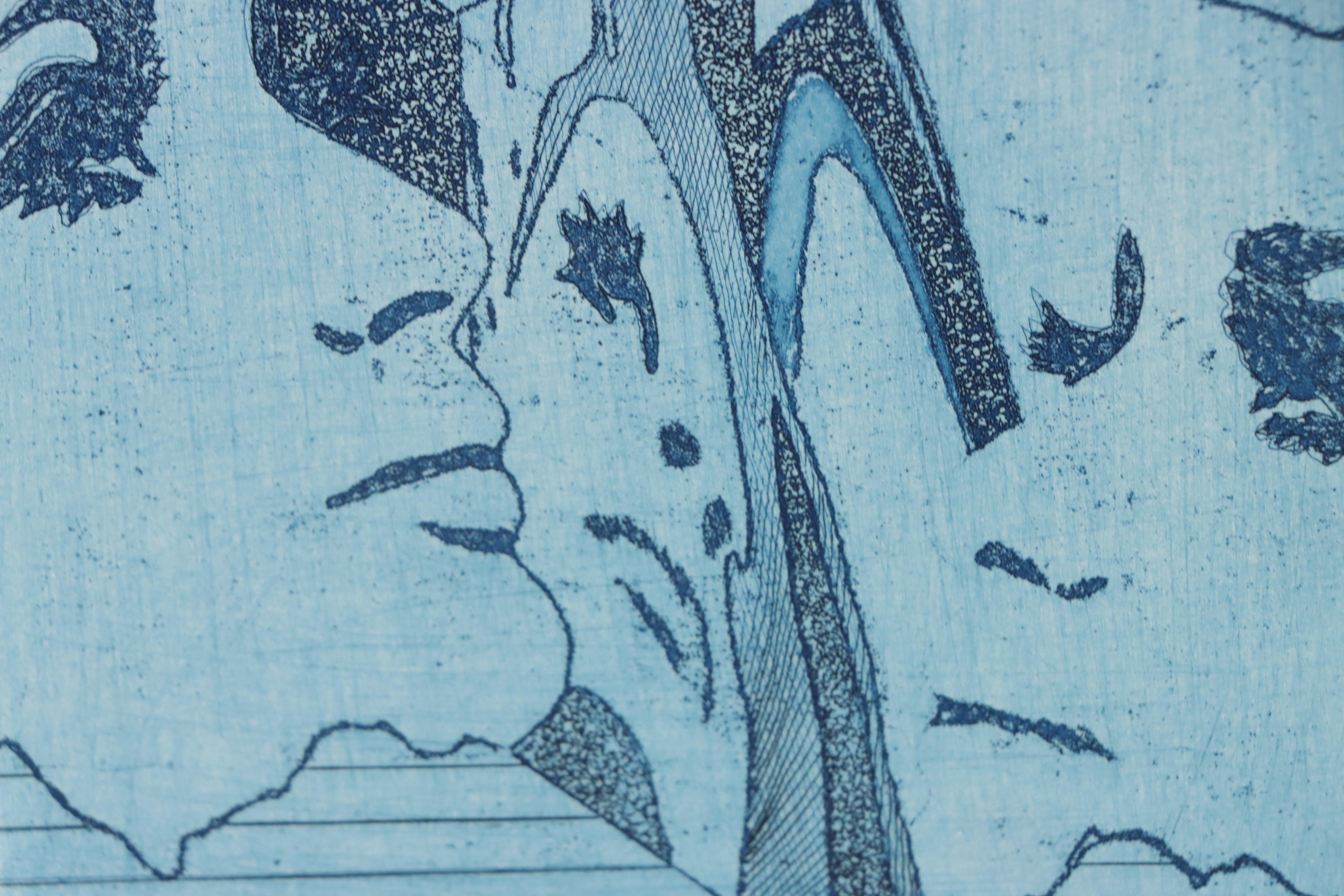 Werner Berges Etching With Aquatint "Portraitlandschaft," 1974