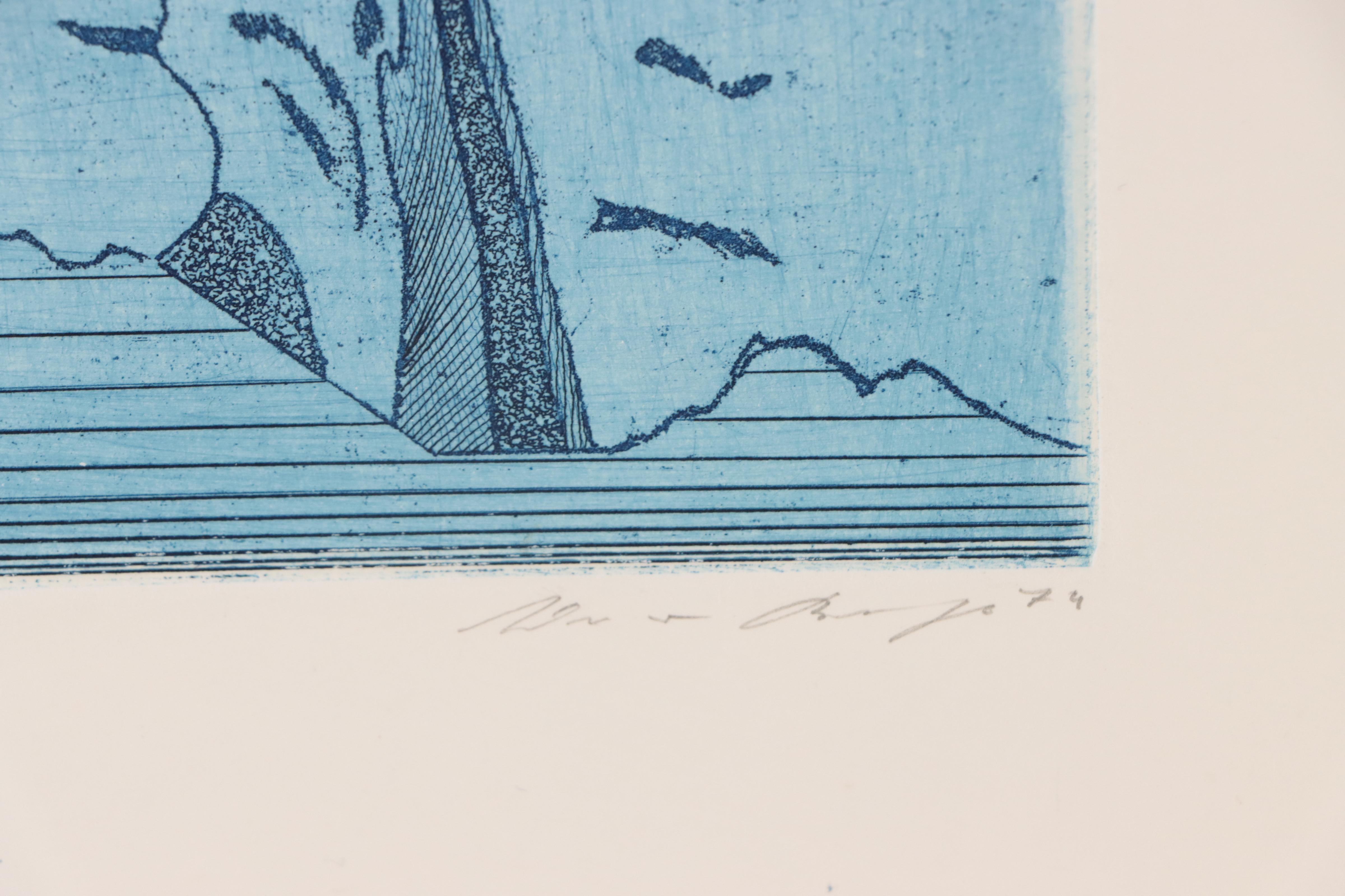 Werner Berges Etching With Aquatint "Portraitlandschaft," 1974