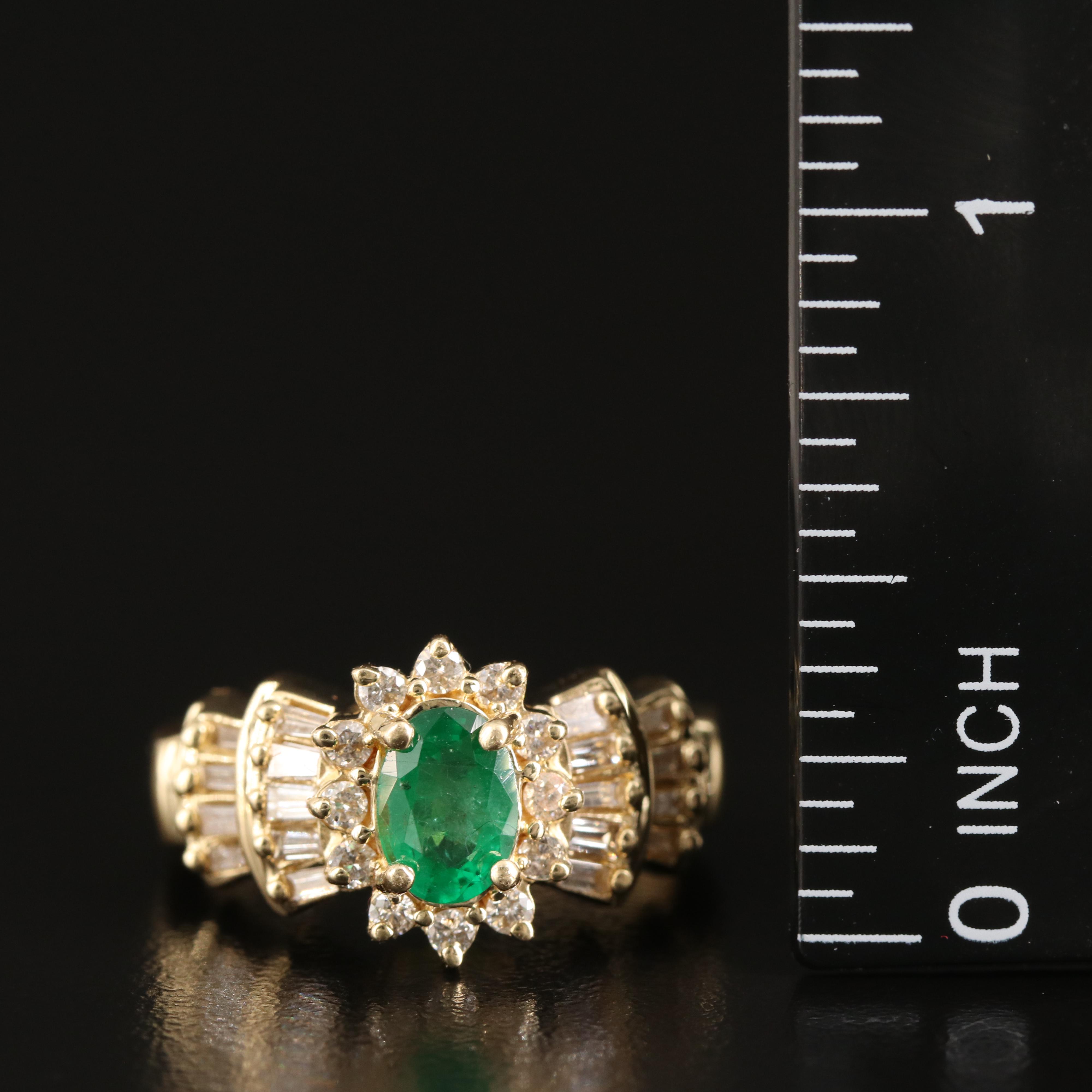 14K Emerald and Diamond Ring