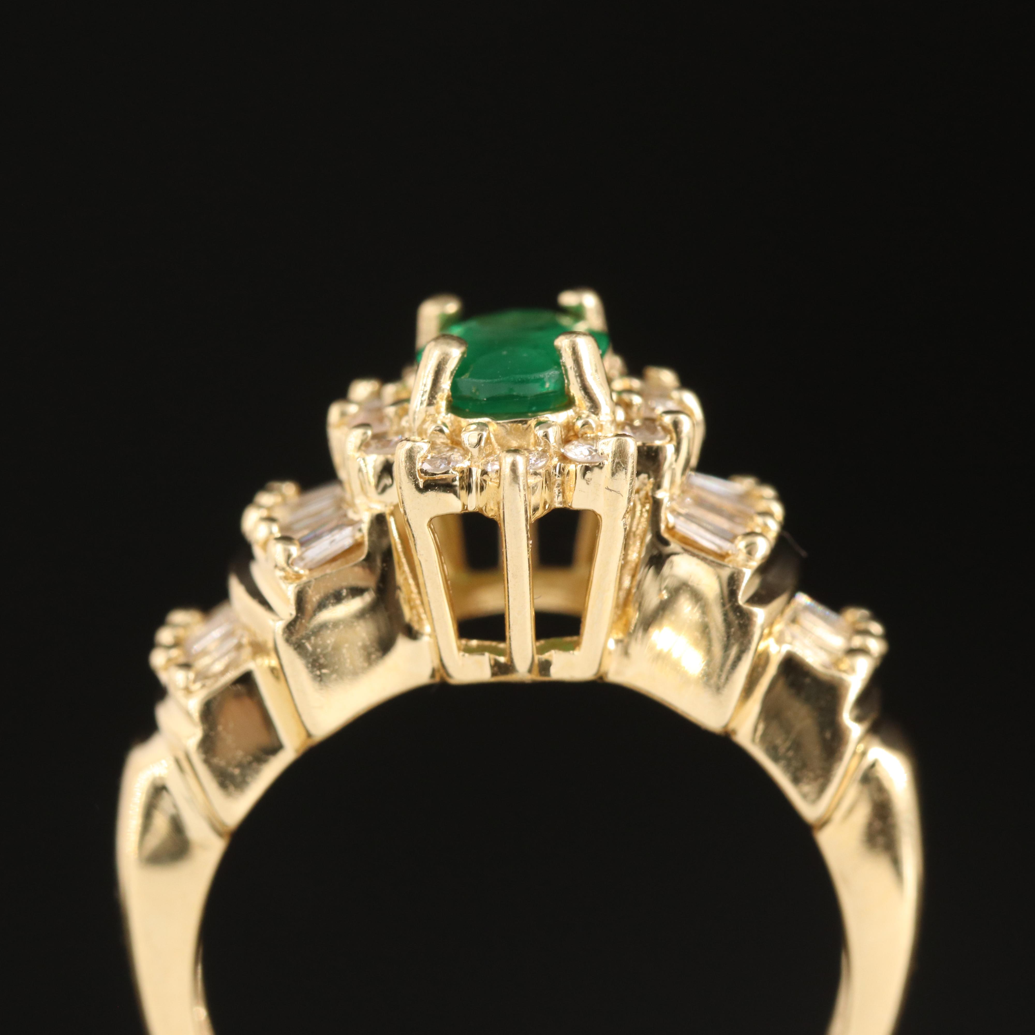 14K Emerald and Diamond Ring