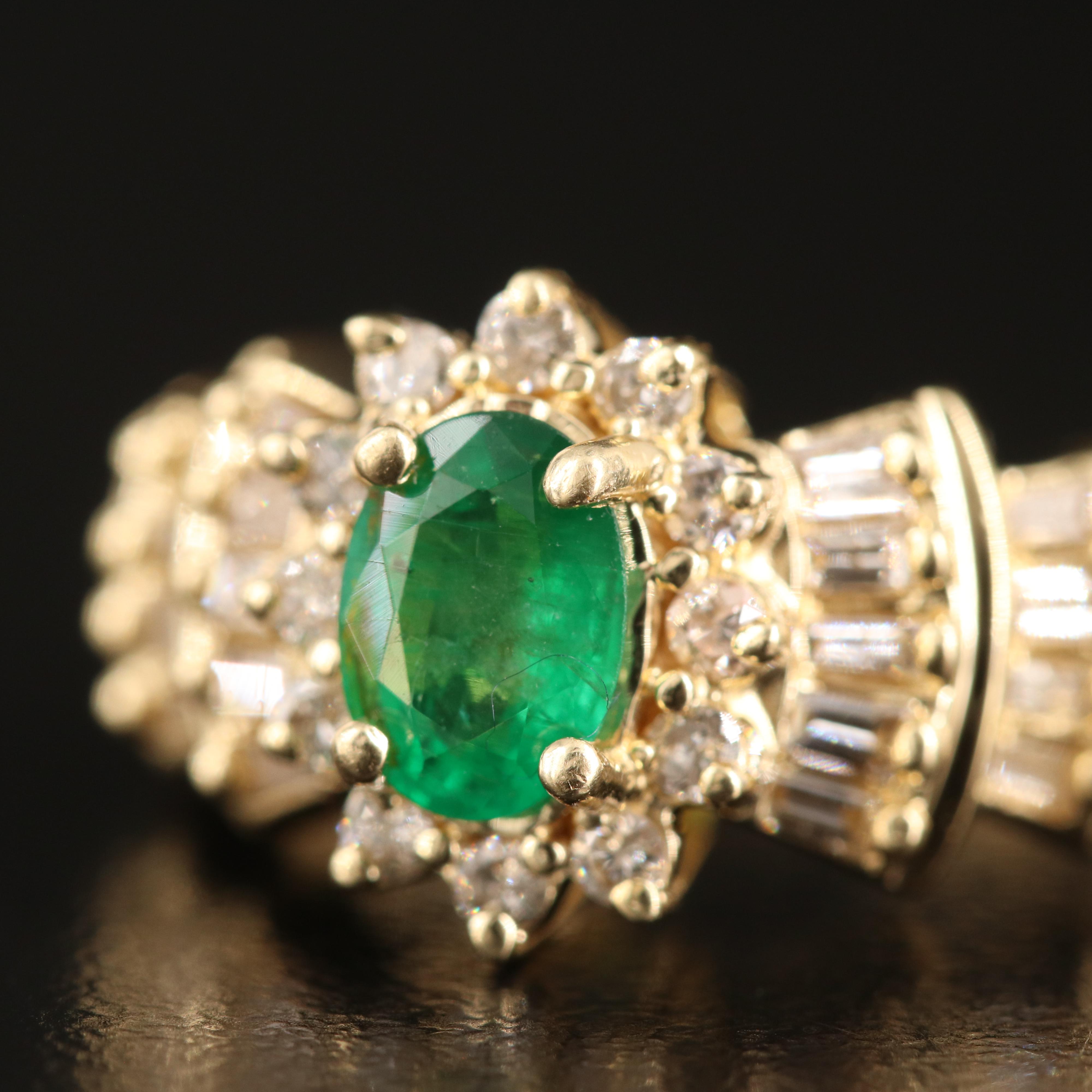 14K Emerald and Diamond Ring
