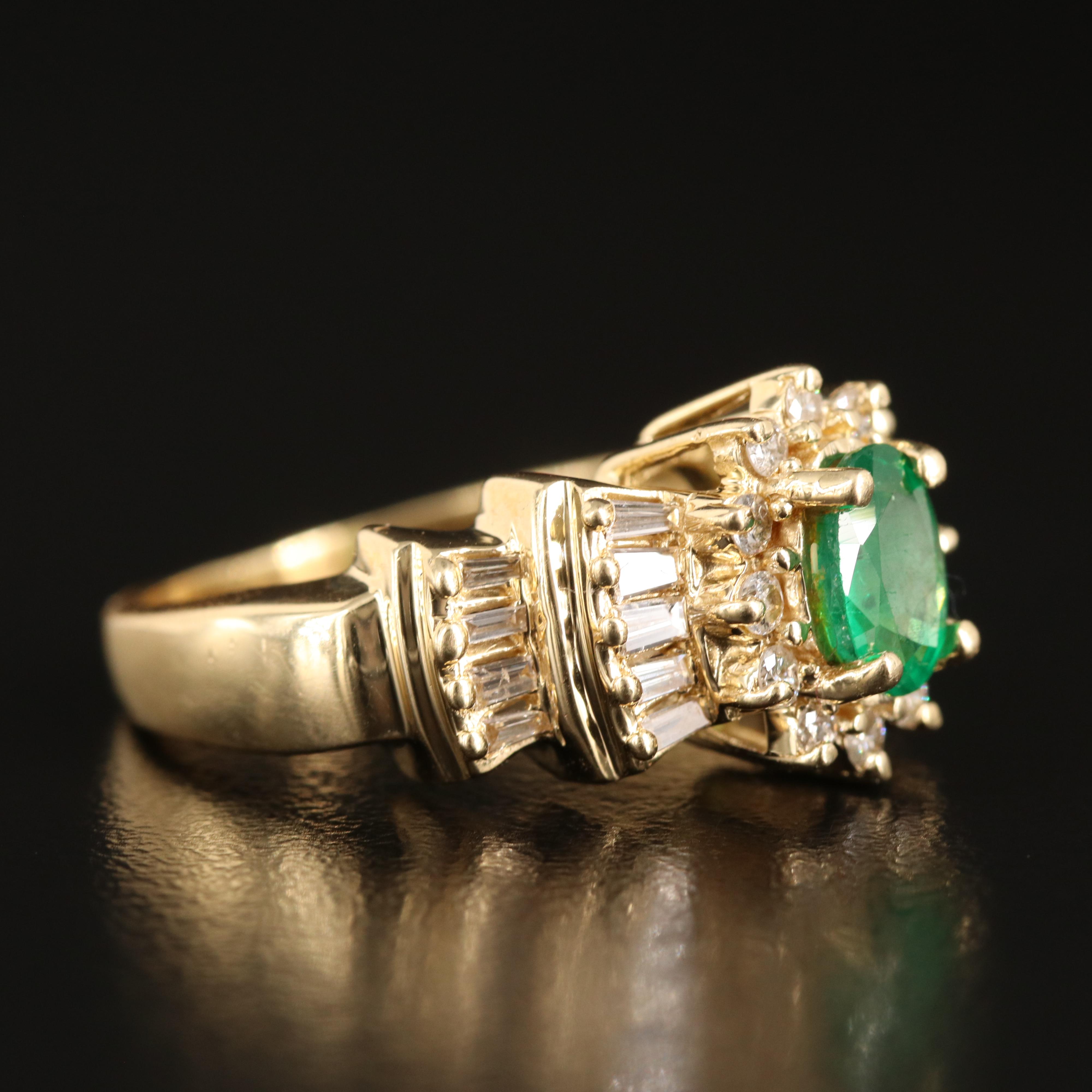 14K Emerald and Diamond Ring