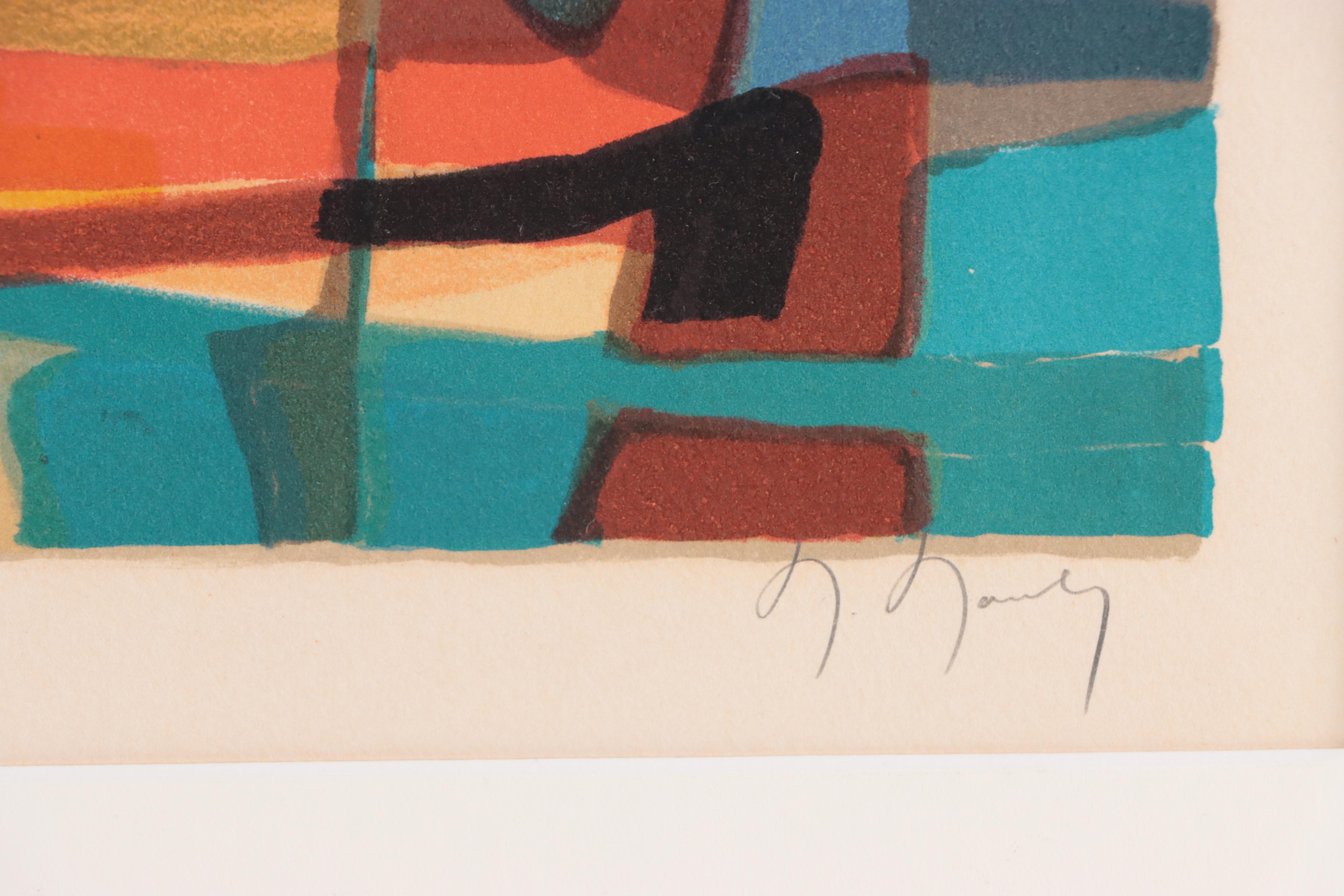 Marcel Mouly Lithograph "Composition In Blue," 1976