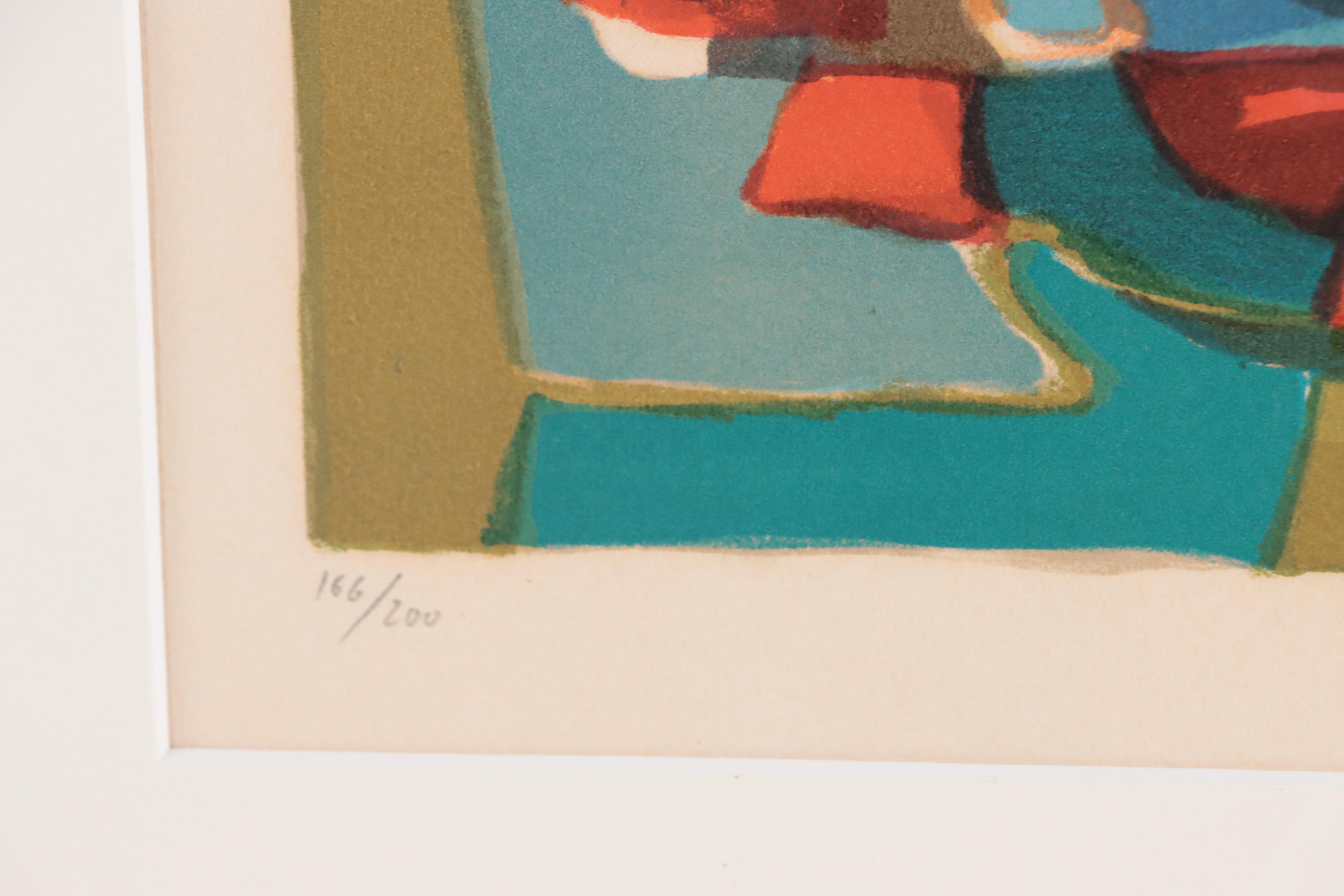 Marcel Mouly Lithograph "Composition In Blue," 1976