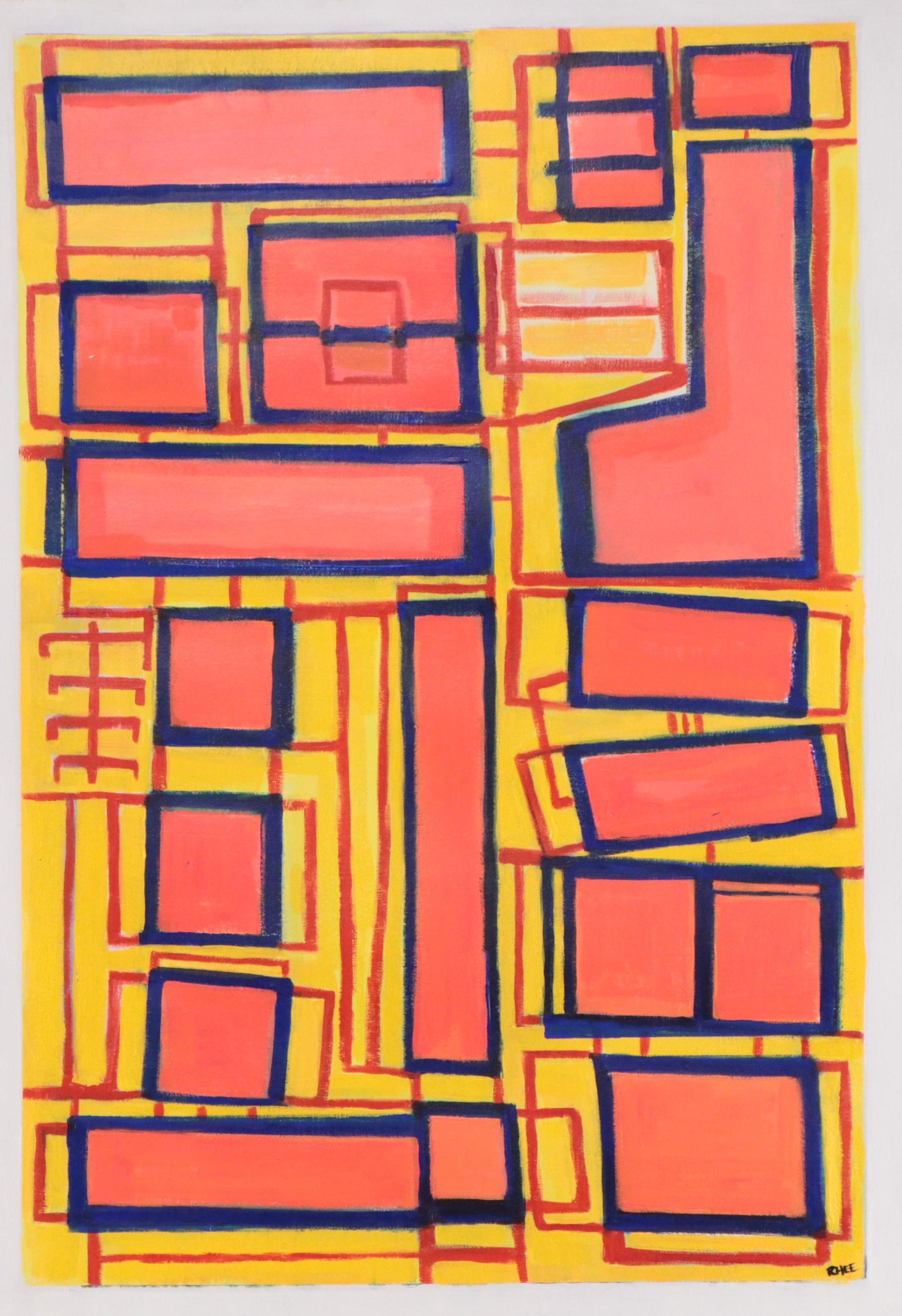 Rhee Lightner Abstract Geometric Acrylic Painting, 2023