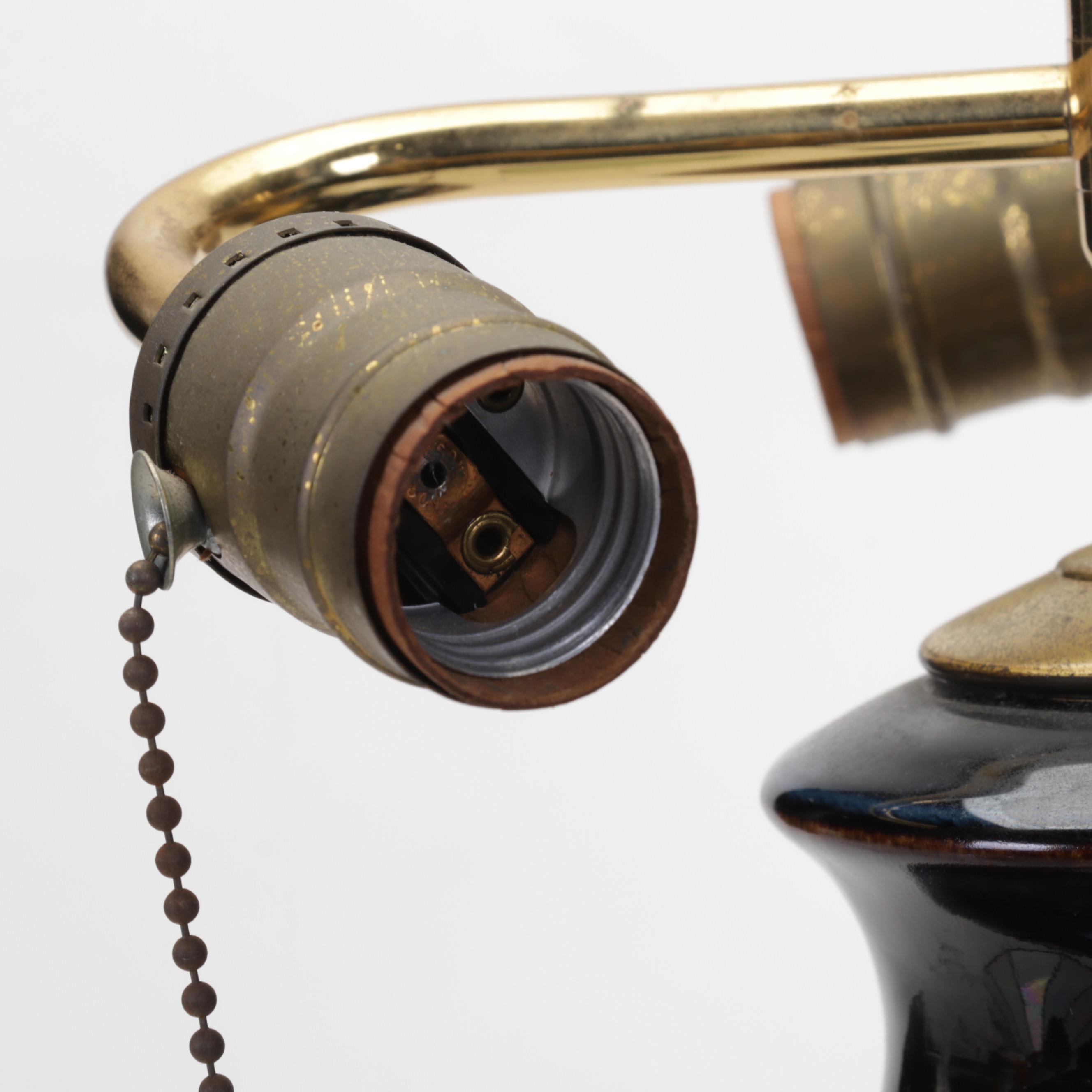 Bill Campbell Studios Ceramic Lamp with Leaded Acrylic Shade, 2000s