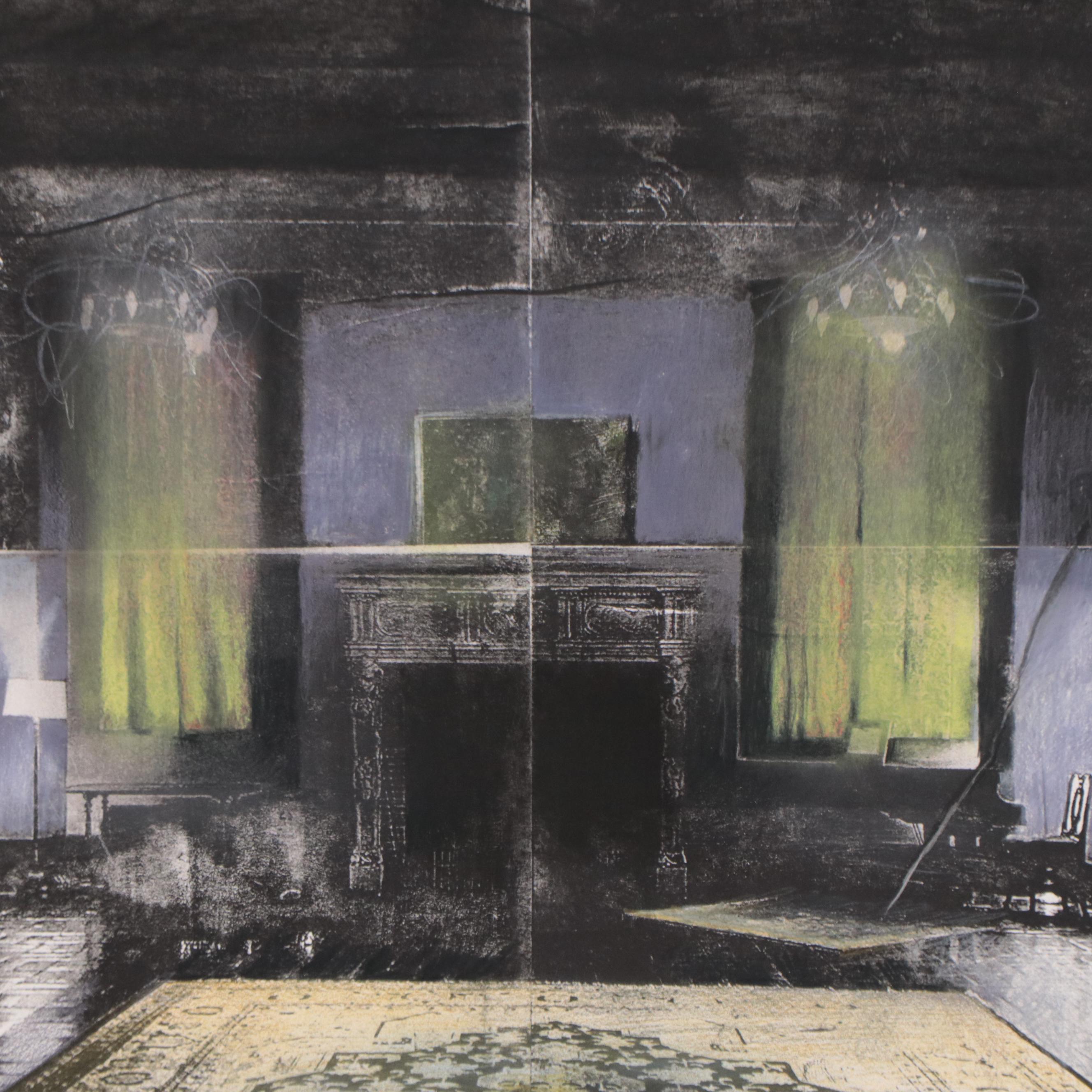 Julie Cowan Lithograph Monoprint "Julia's Room"