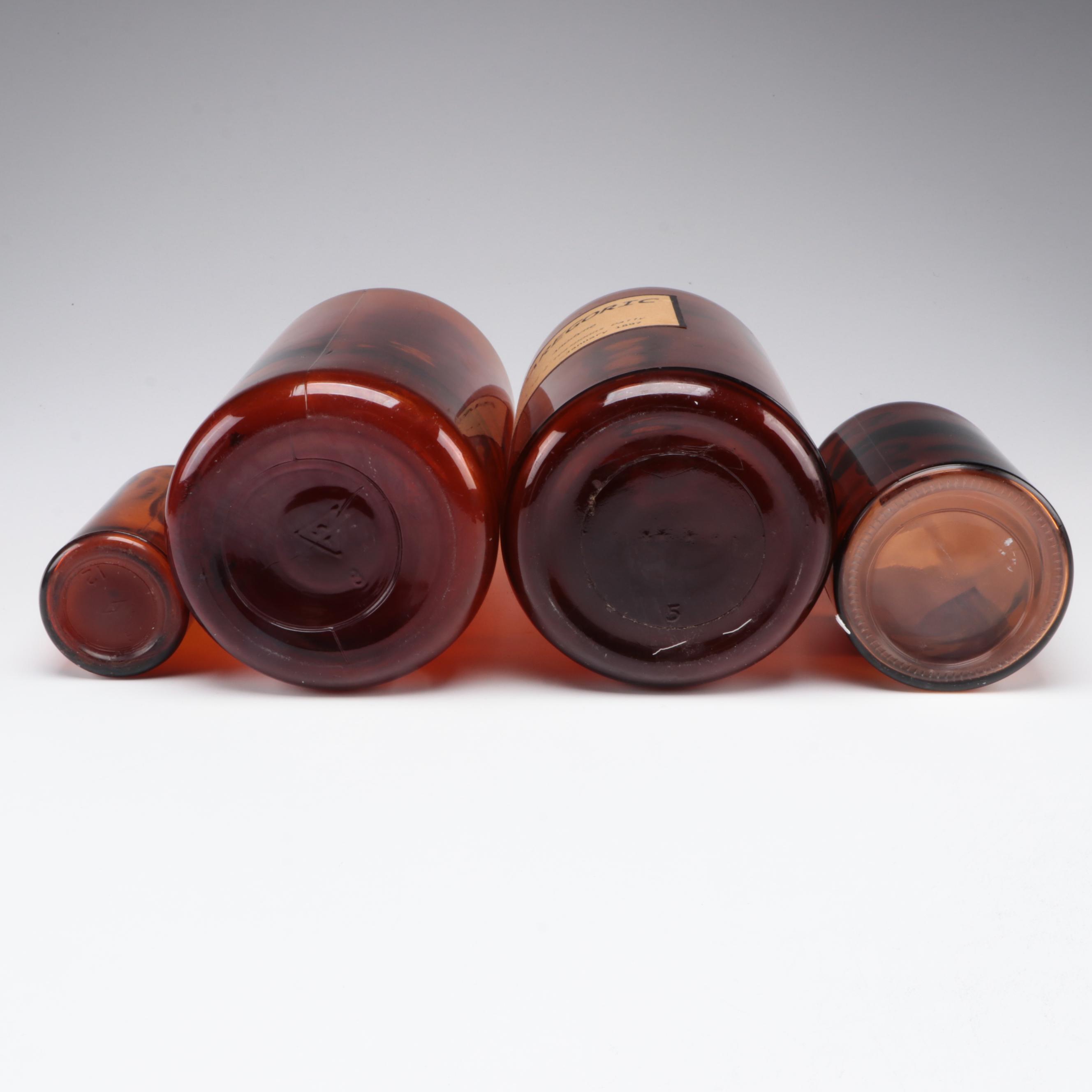 Amber Glass Apothecary Bottles with Newer Labeling