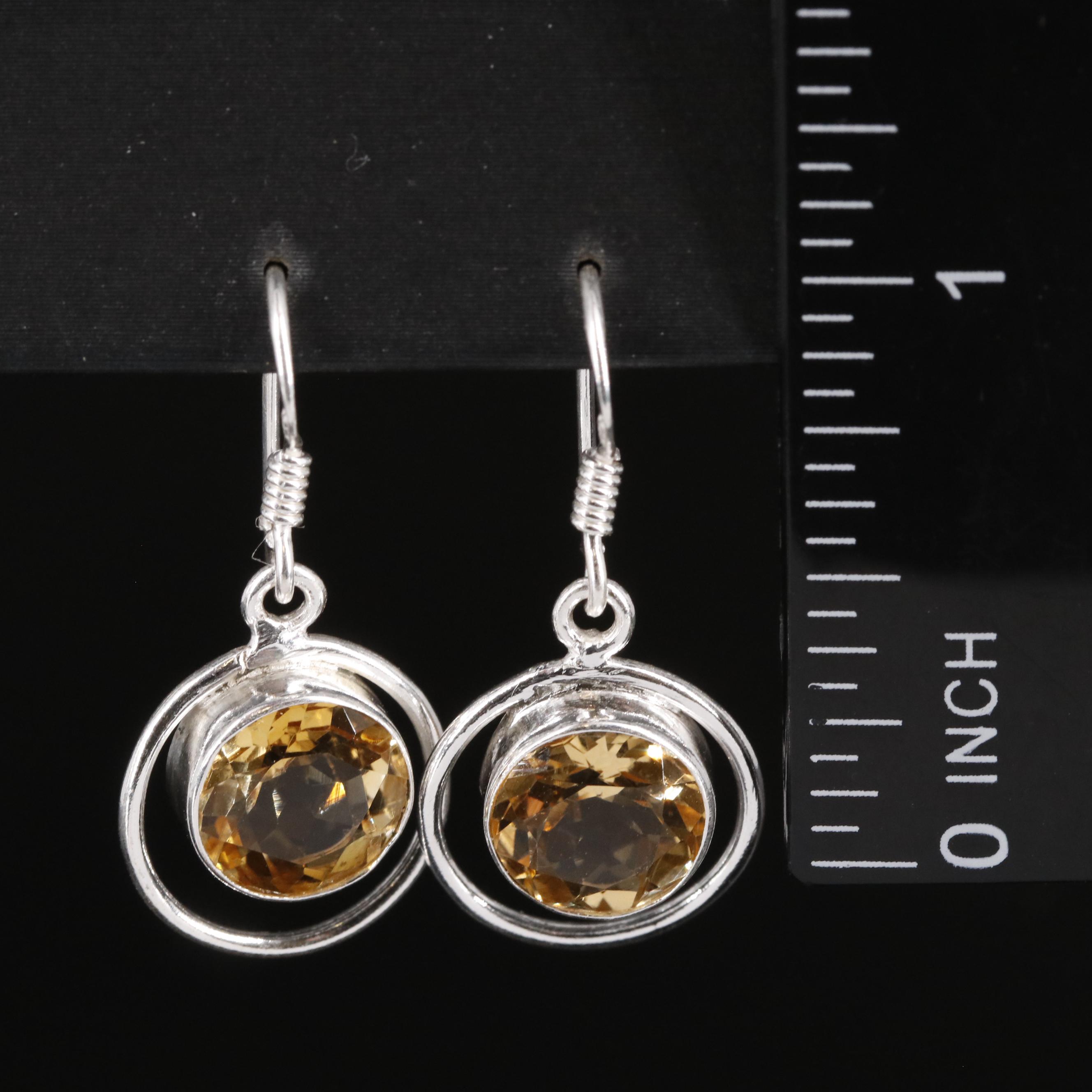 Sterling Citrine Drop Earrings