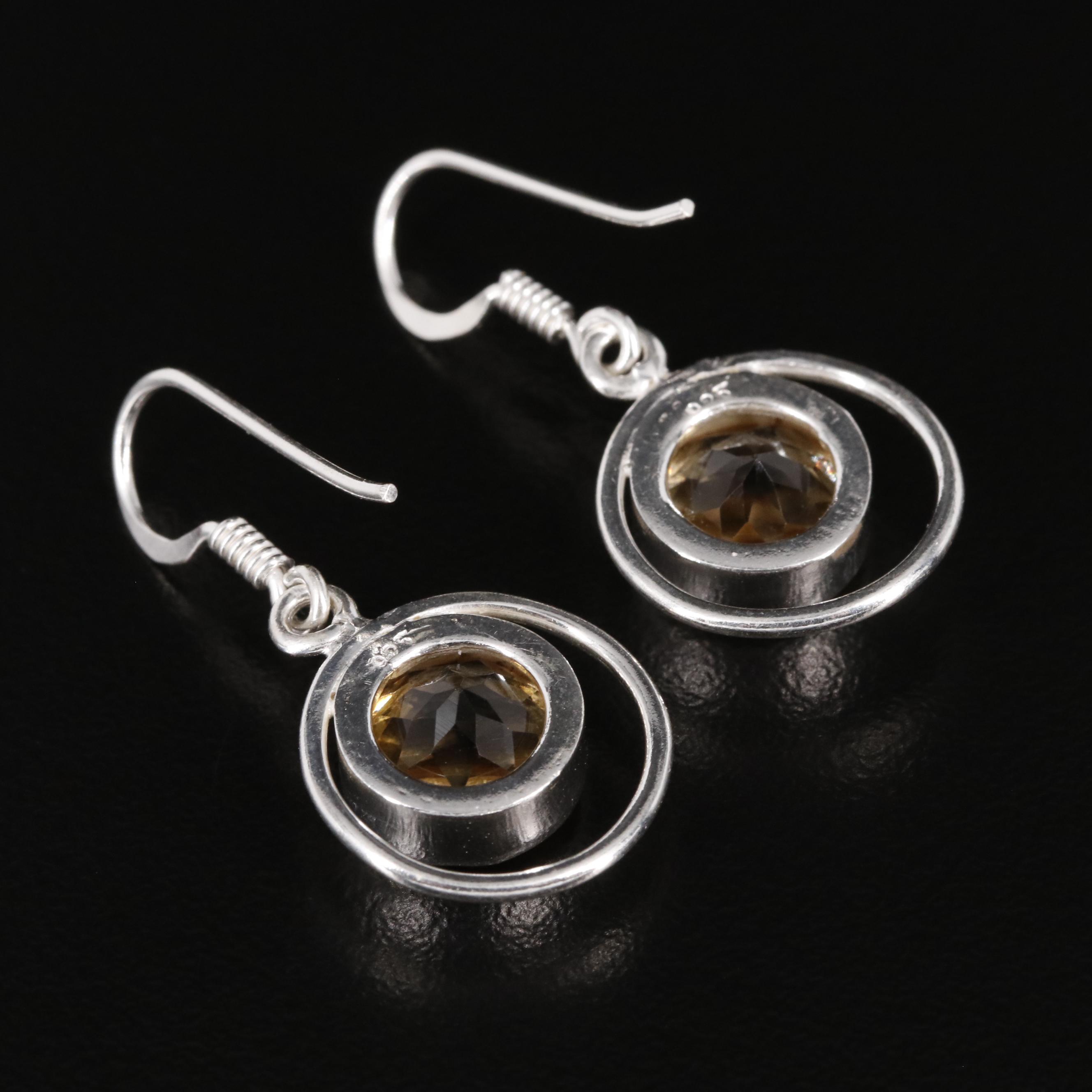 Sterling Citrine Drop Earrings