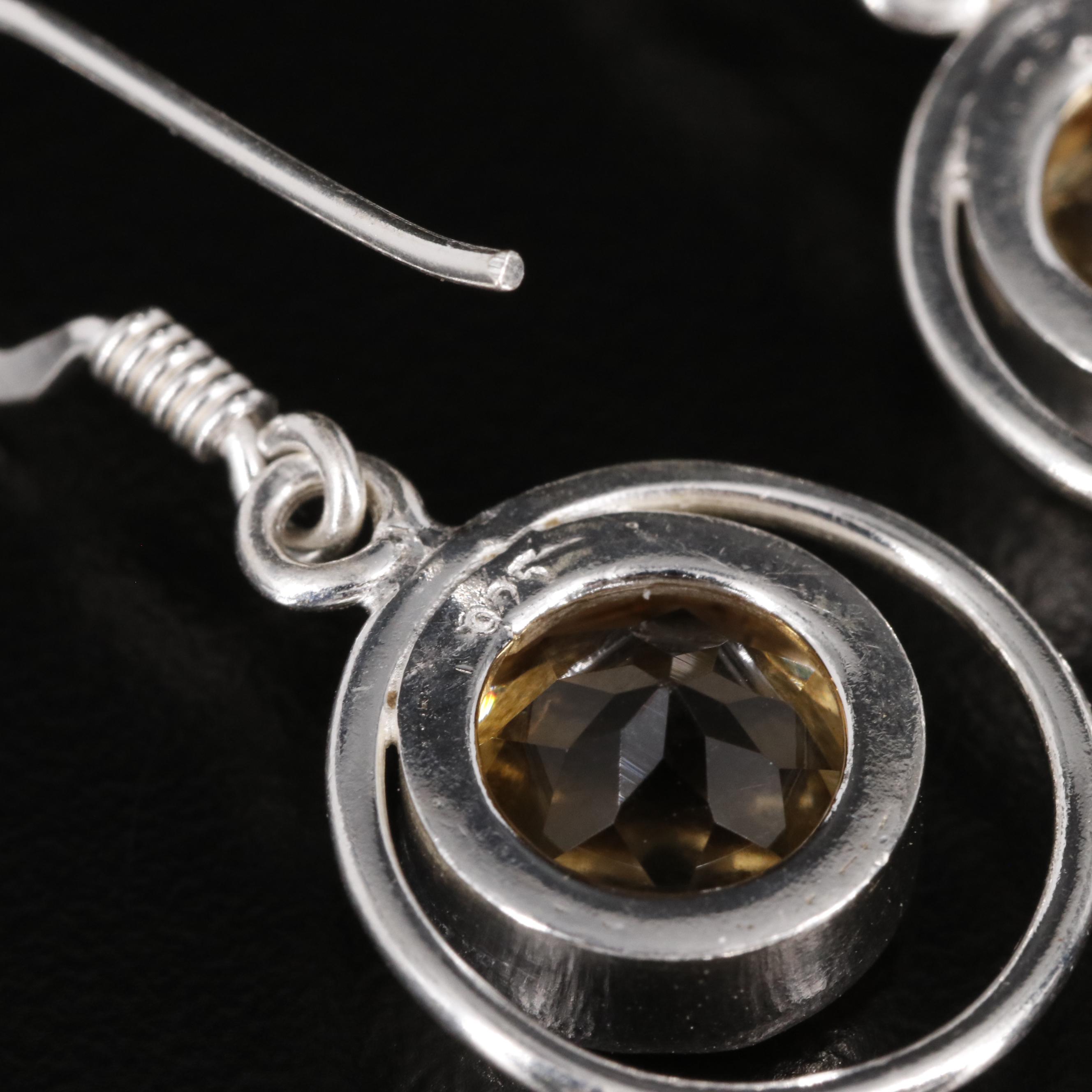 Sterling Citrine Drop Earrings