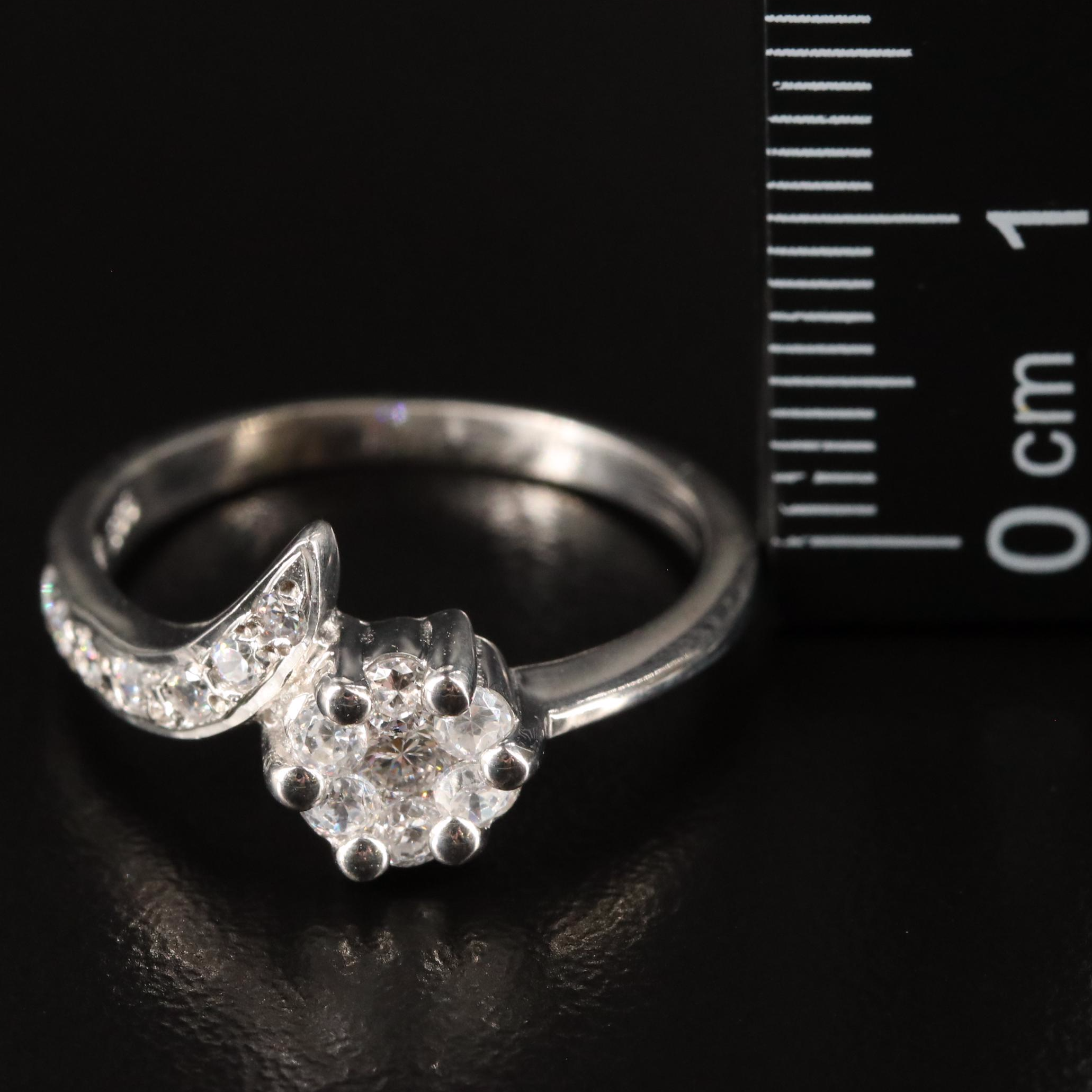 Sterling Silver and Cubic Zirconia Bypass Ring