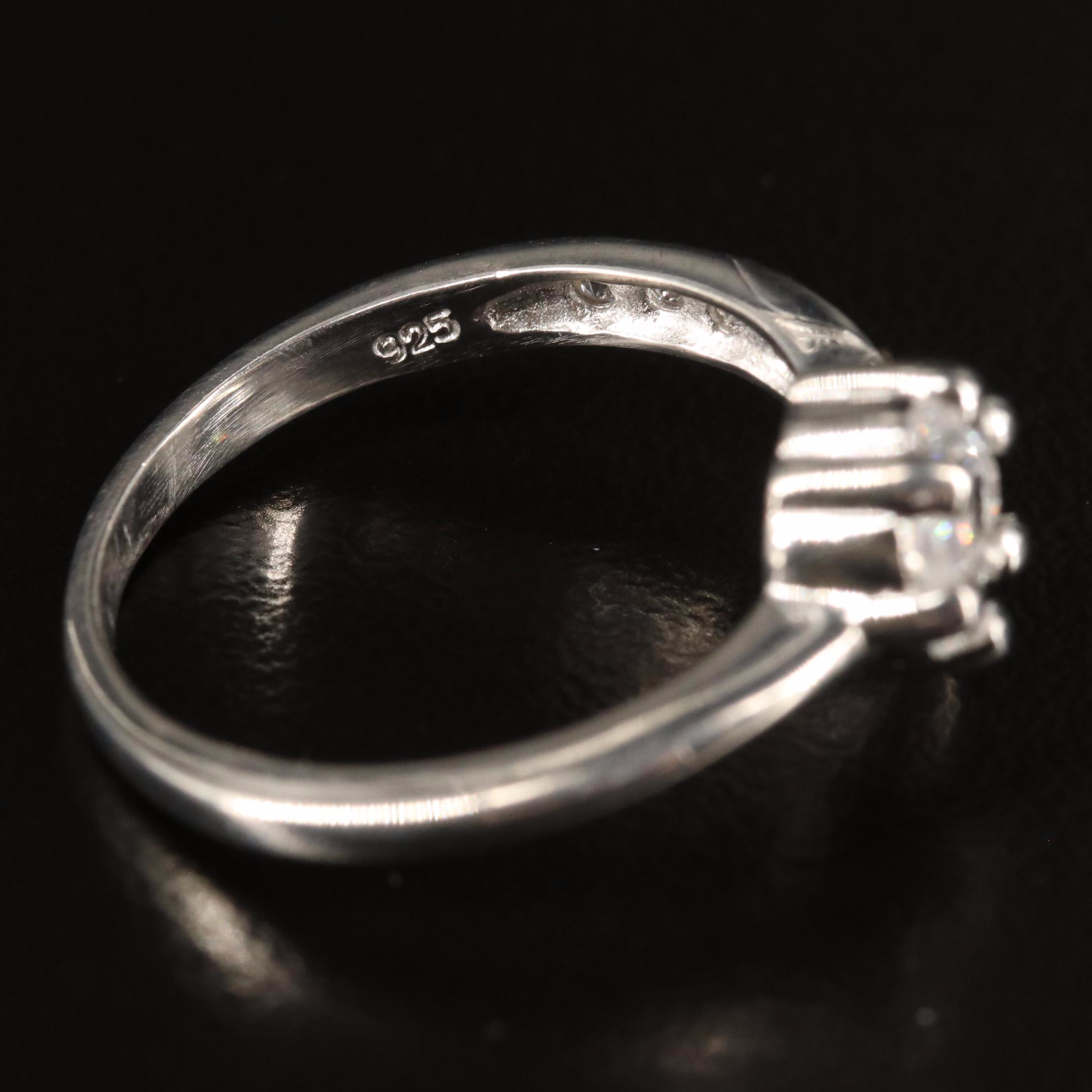 Sterling Silver and Cubic Zirconia Bypass Ring