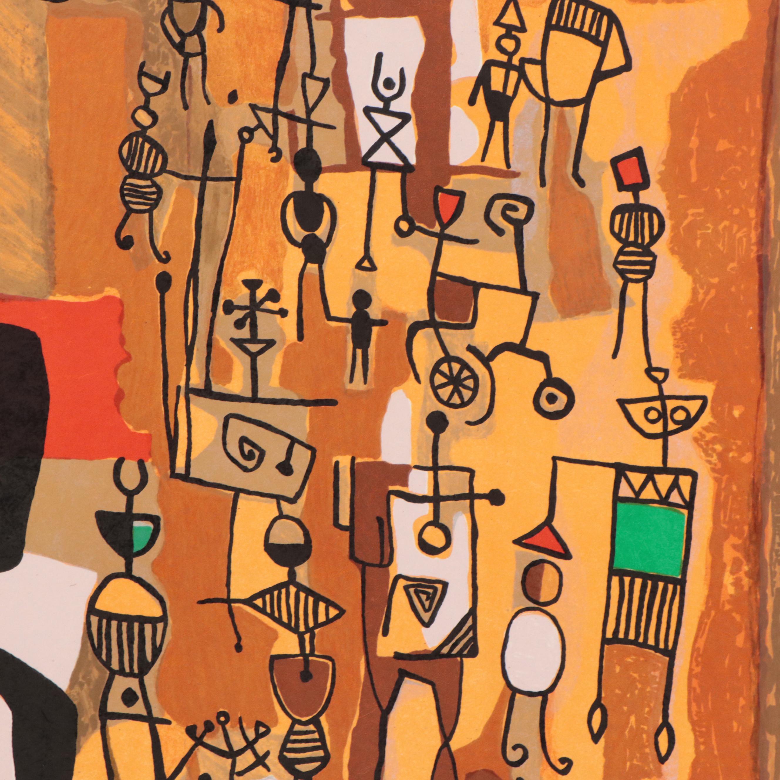 Mayeu Passa Surreal Lithograph "Rue du Marche"