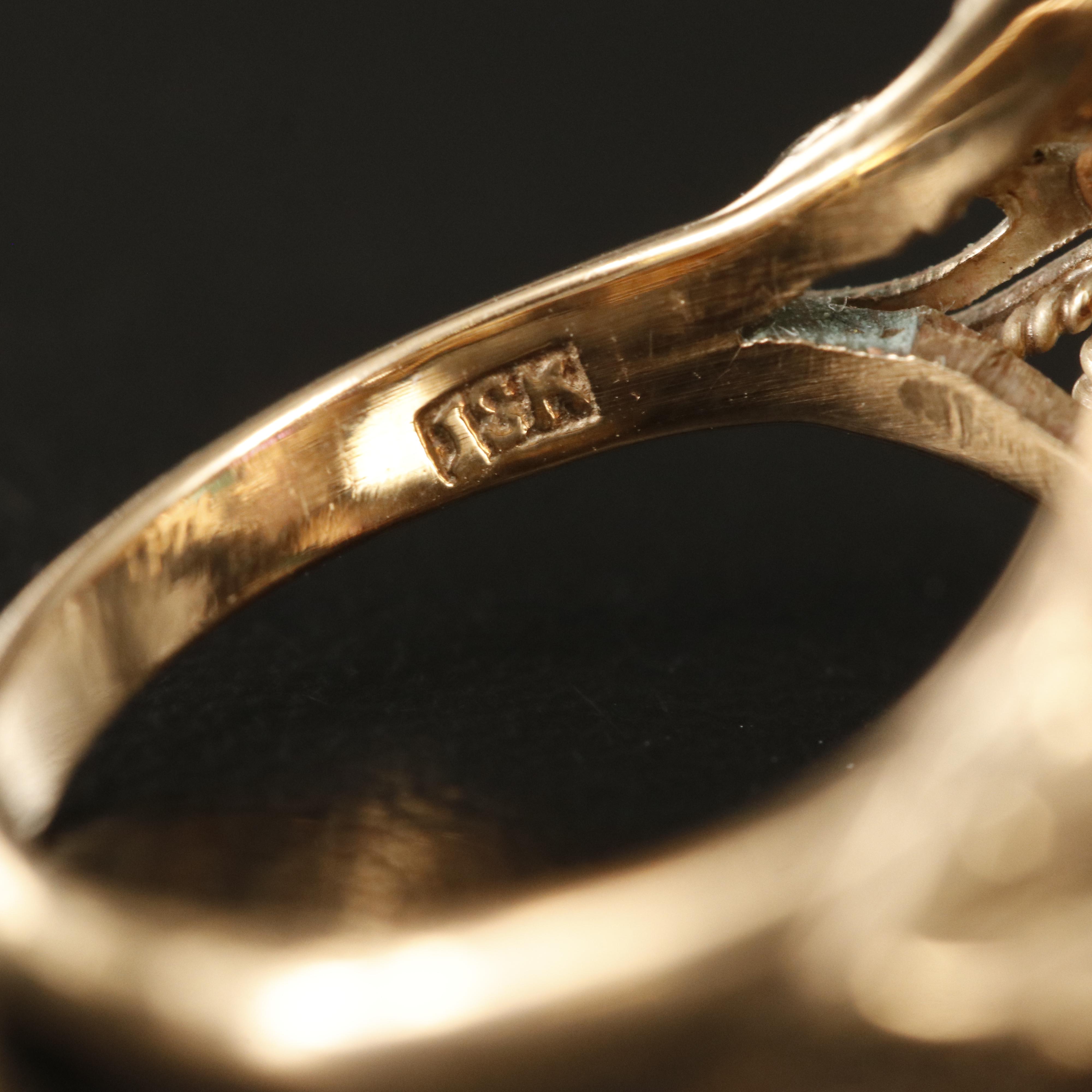 Thai 10K  Ruby, Emerald and Garnet Princess Ring