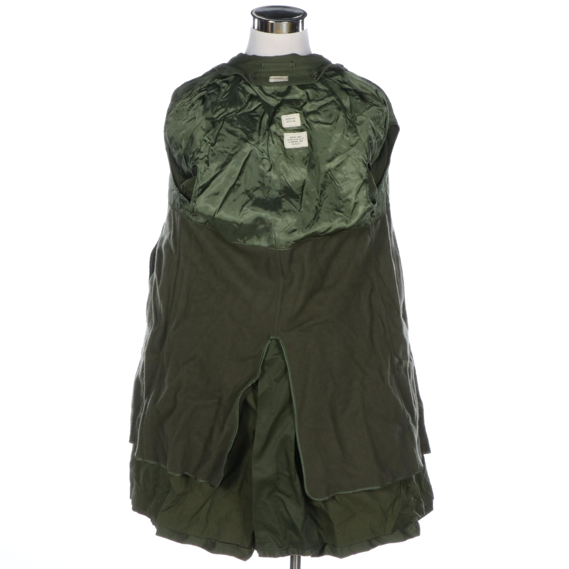 Vietnam Era U.S. Army Cotton Sateen Overcoat OG-107 with Removable Liner