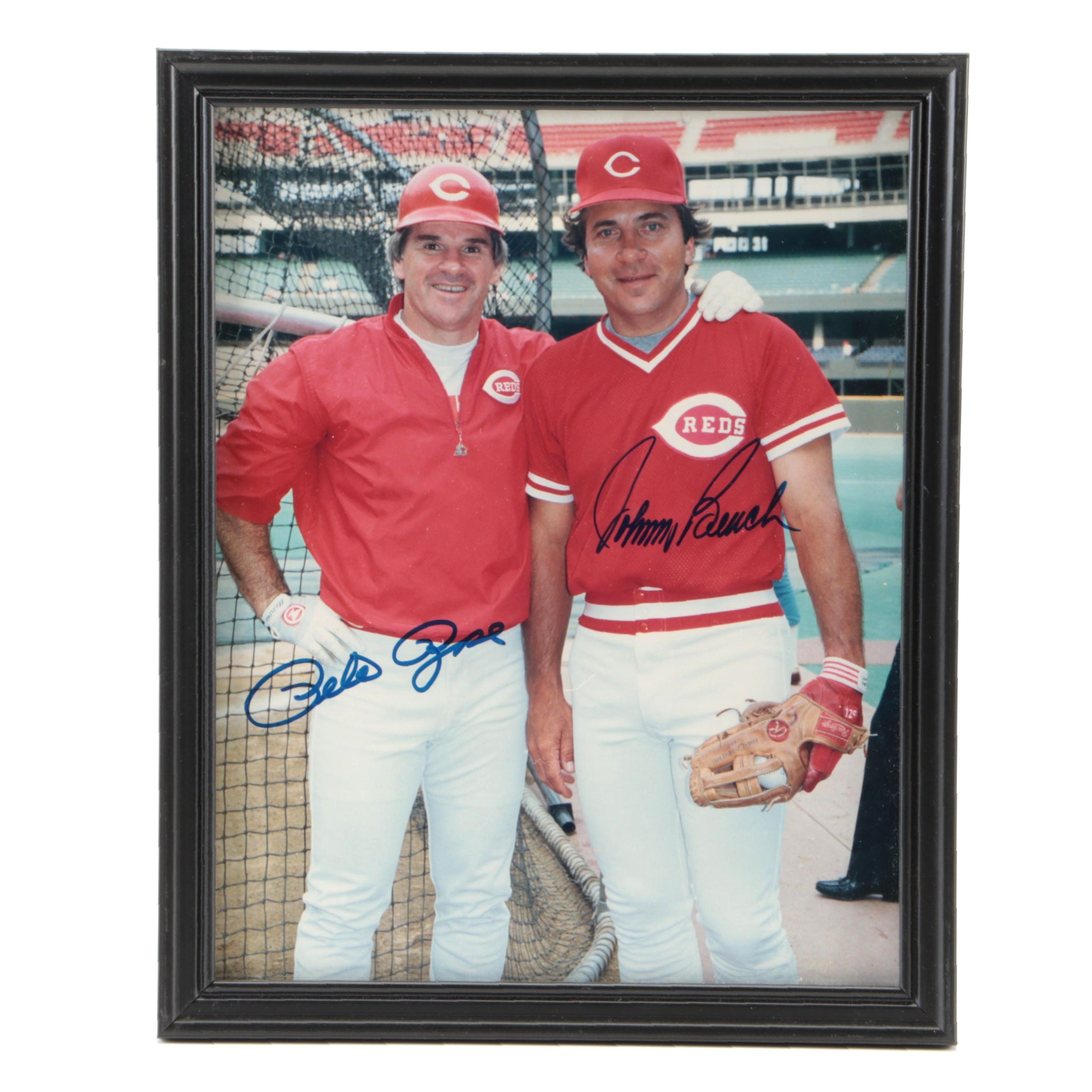 Pete Rose and Johnny Bench Signed Cincinnati Reds Giclée