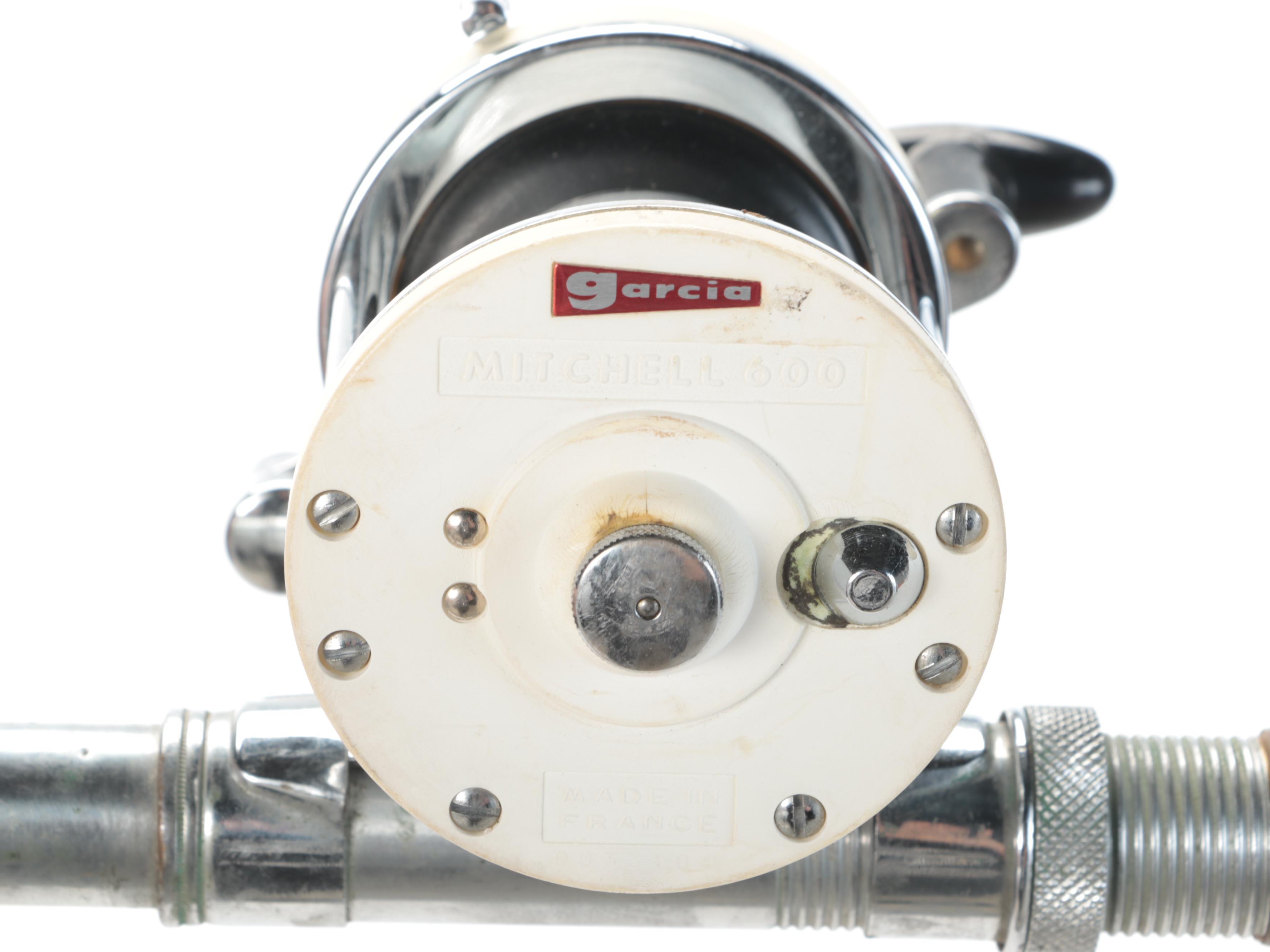 Turned Wood Handle Fishing Rod with Garcia Mitchell 600 Fishing Reel