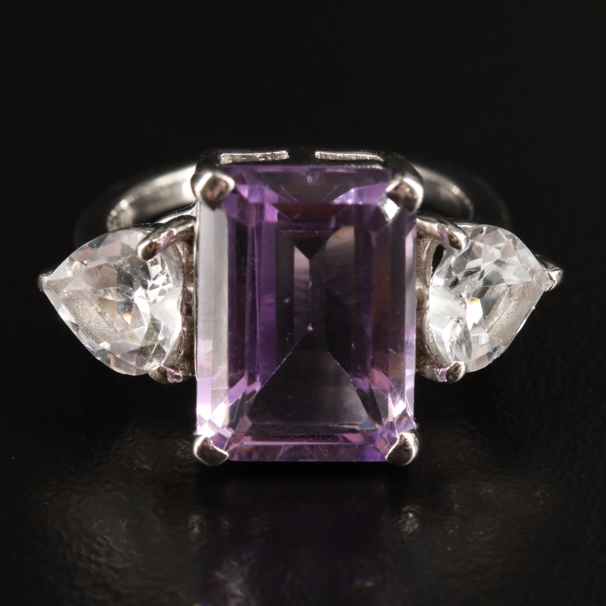 Sterling, Amethyst and White Topaz Ring