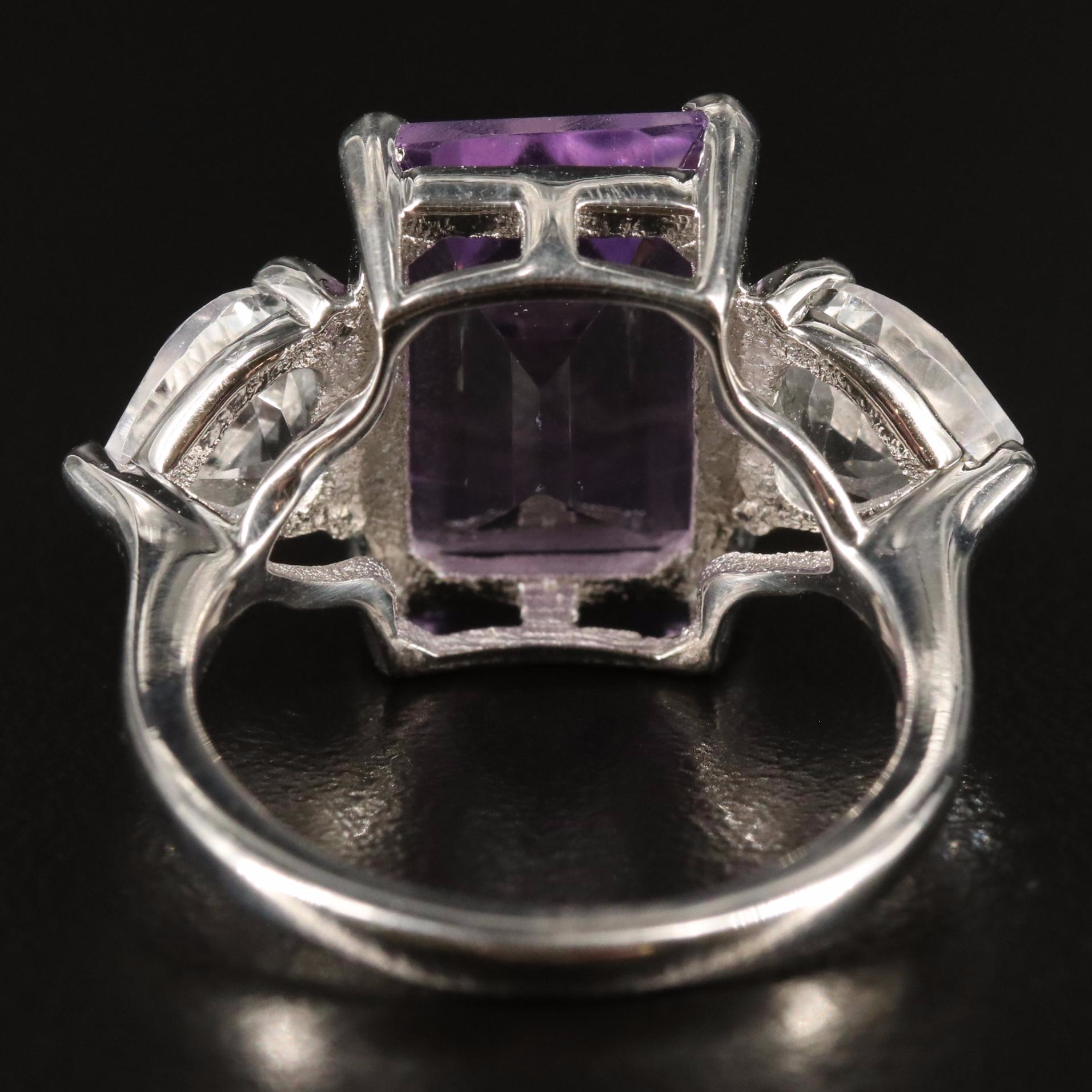 Sterling, Amethyst and White Topaz Ring