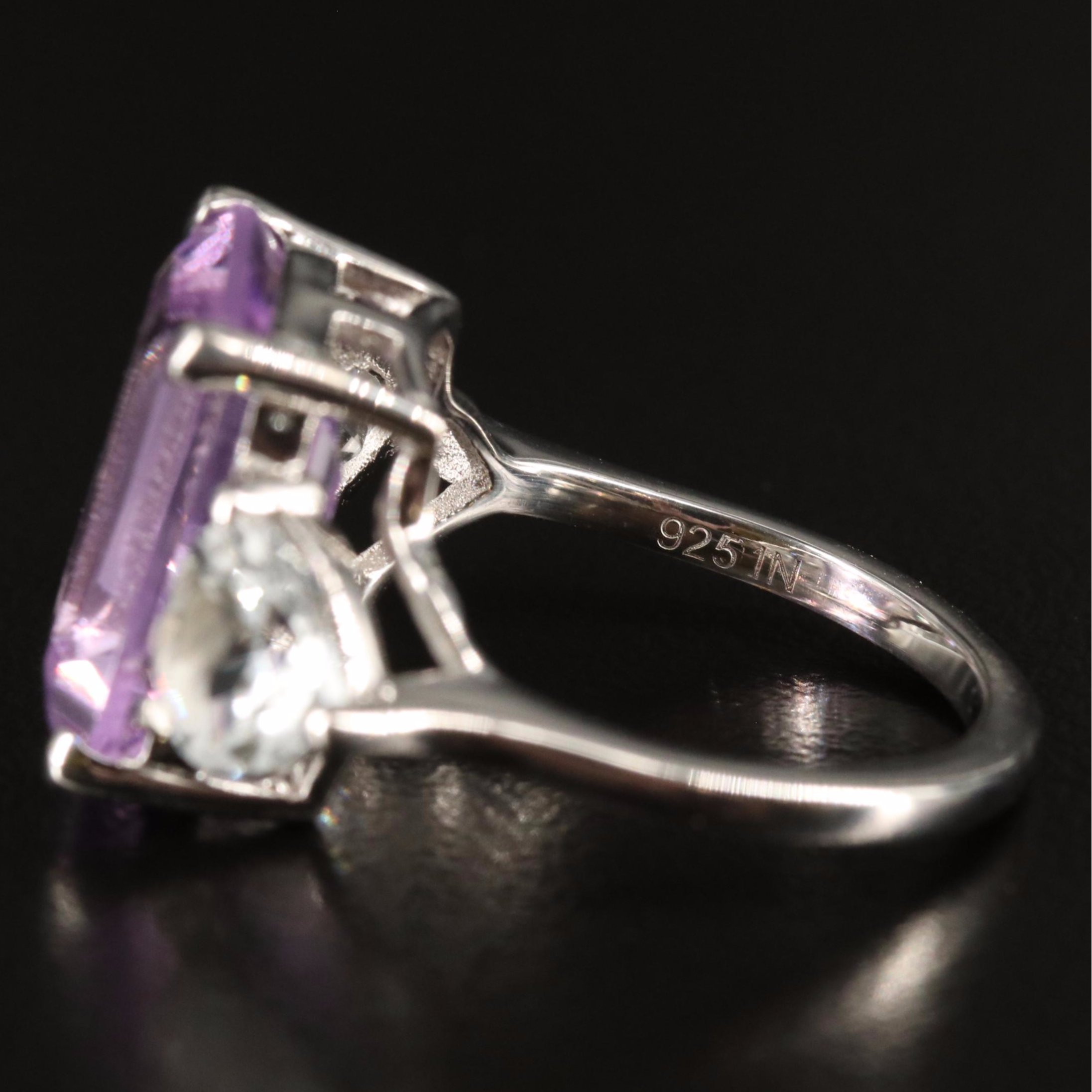 Sterling, Amethyst and White Topaz Ring