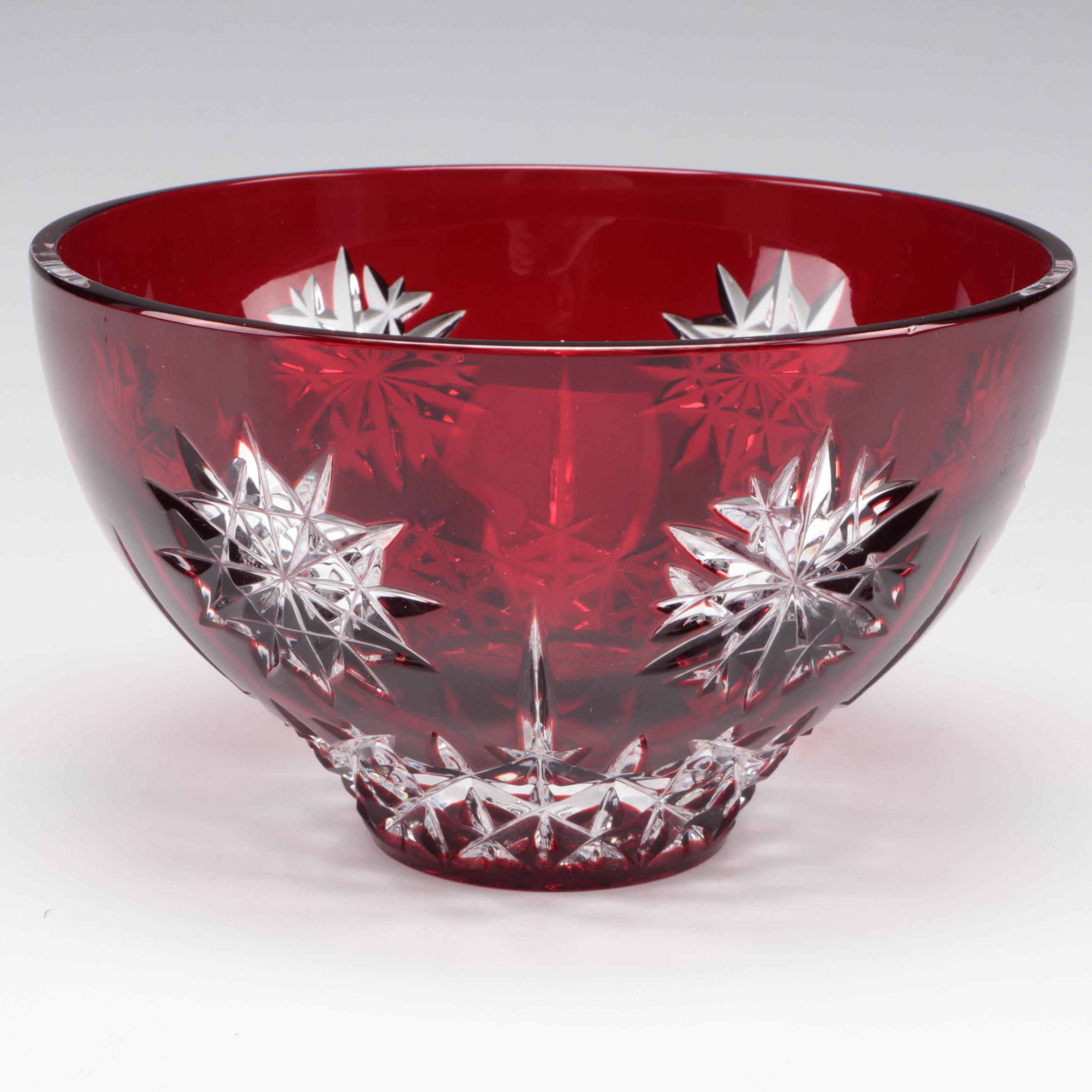 Waterford Ruby Cut to Clear Bowl with Crystal Perfume Atomizer