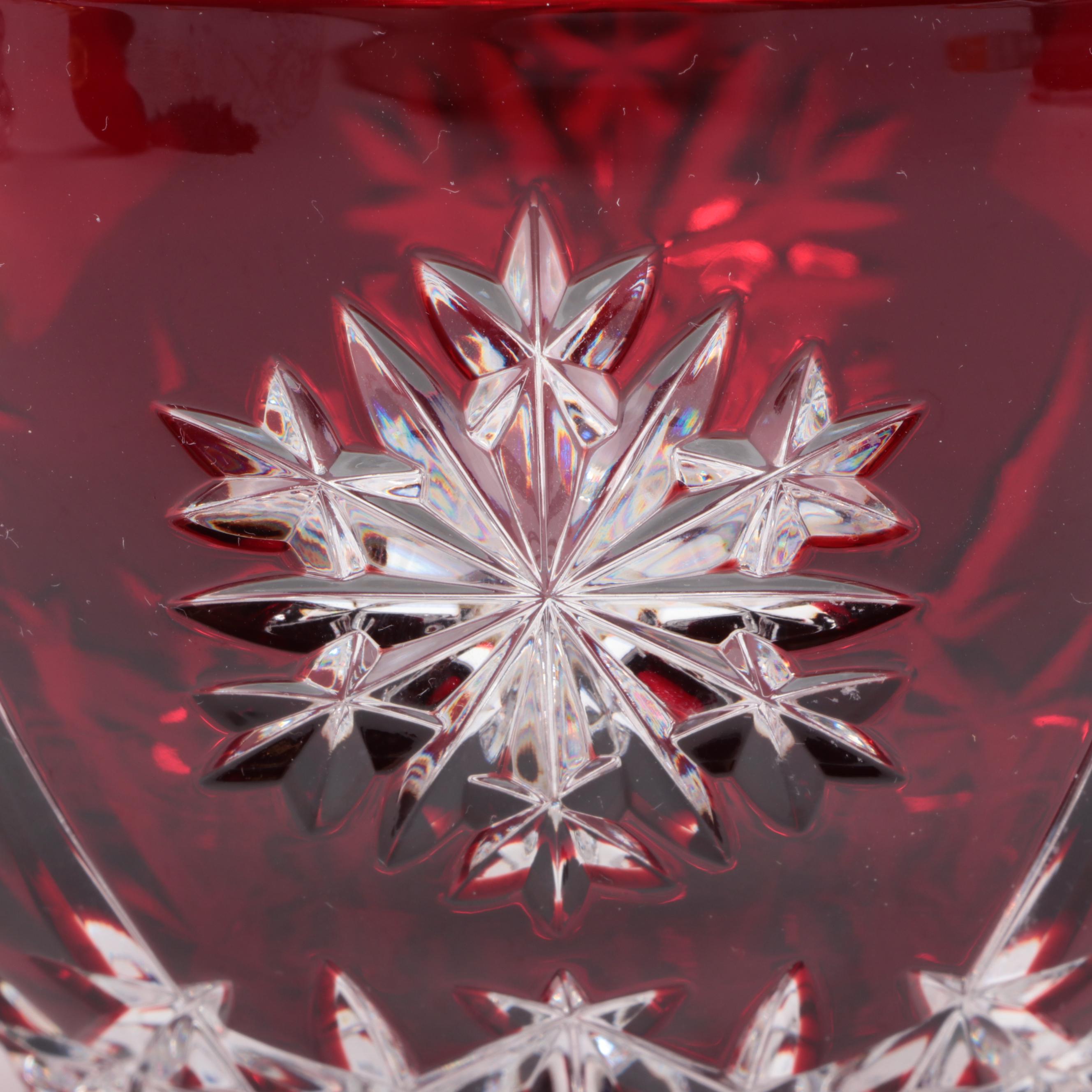 Waterford Ruby Cut to Clear Bowl with Crystal Perfume Atomizer