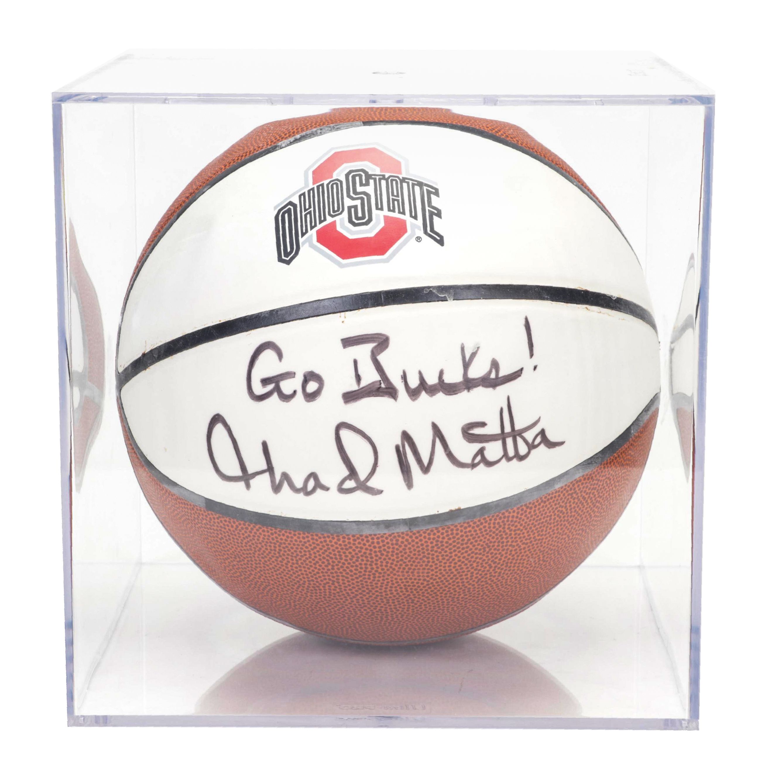 Thad Matta Signed Ohio State University Baden Basketball in Case