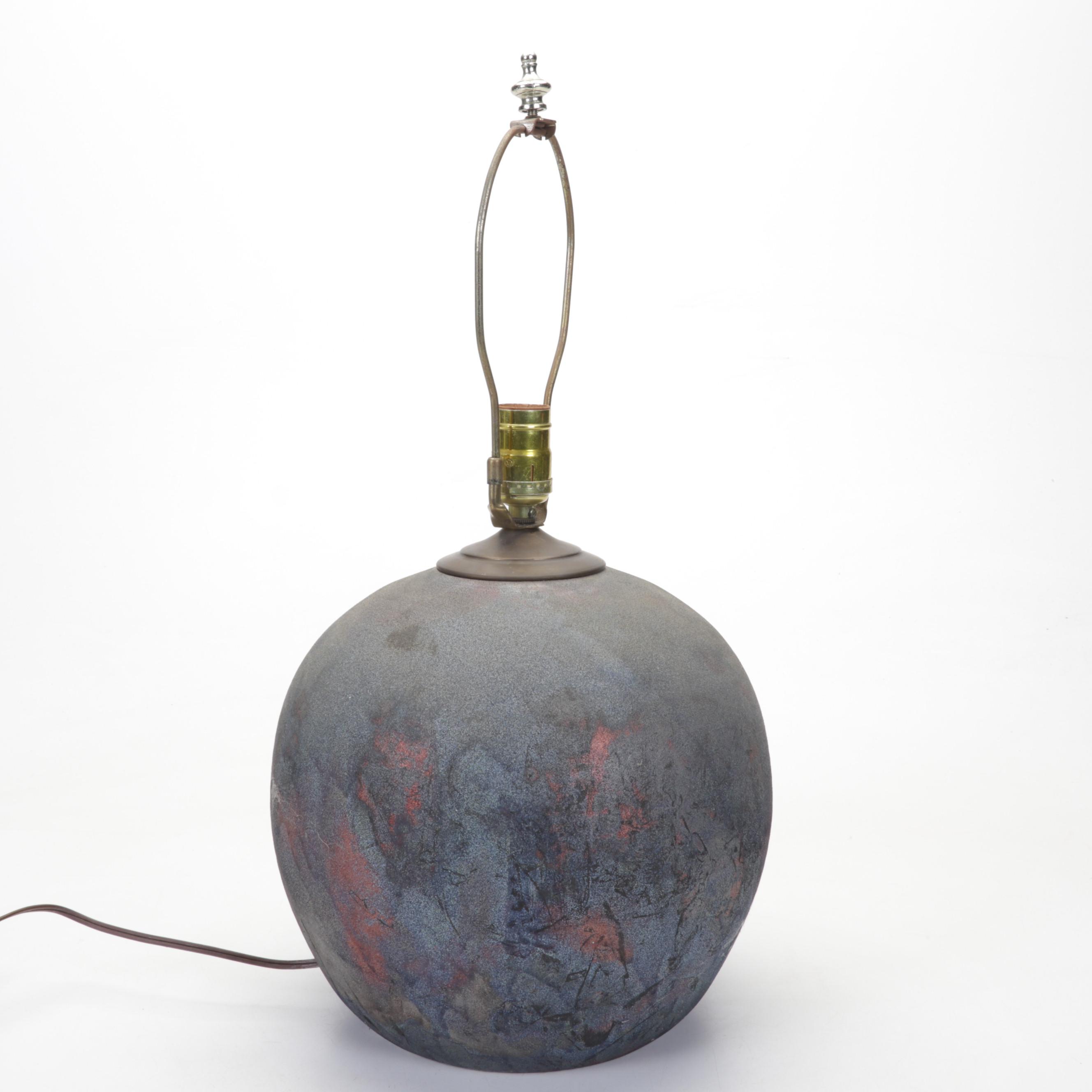 Raku-Fired Ceramic Table Lamp, Late 20th Century