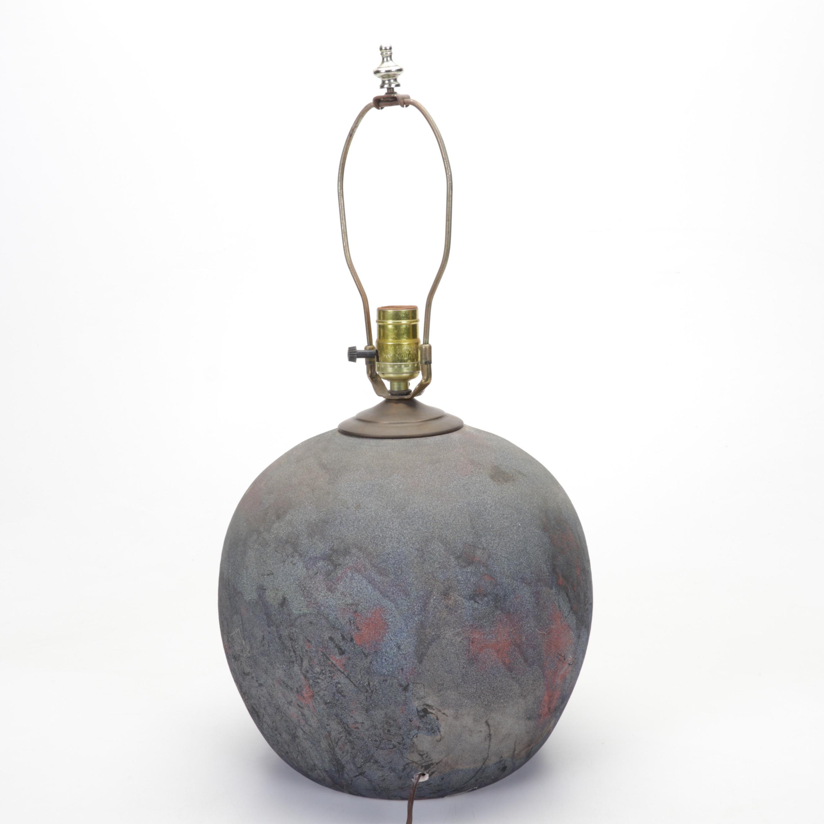 Raku-Fired Ceramic Table Lamp, Late 20th Century