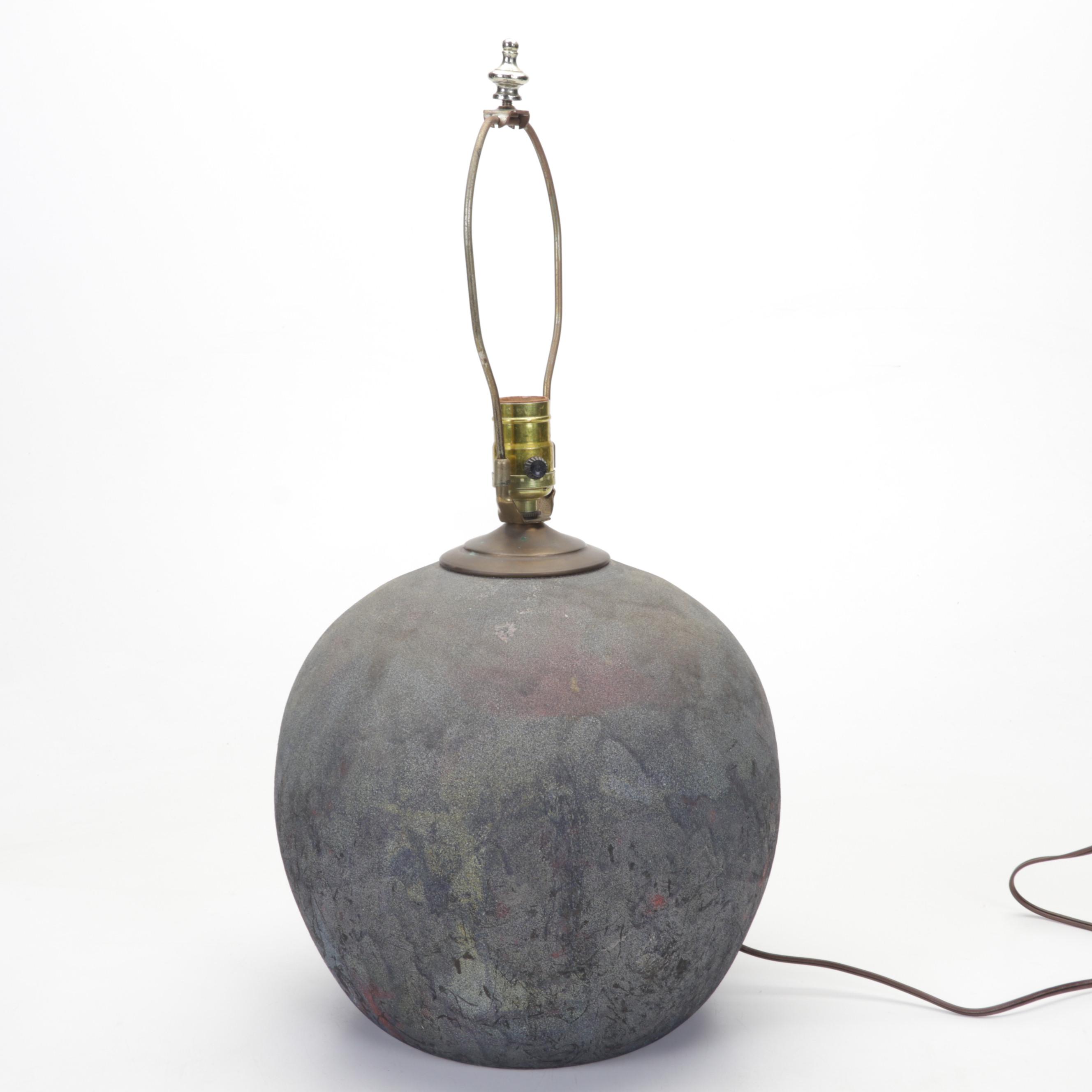 Raku-Fired Ceramic Table Lamp, Late 20th Century