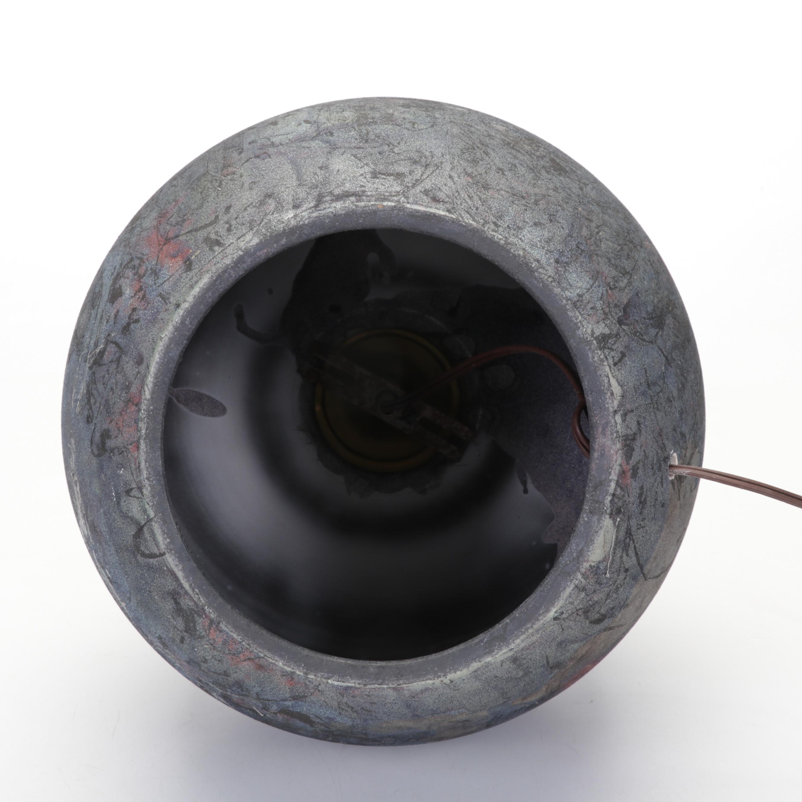 Raku-Fired Ceramic Table Lamp, Late 20th Century