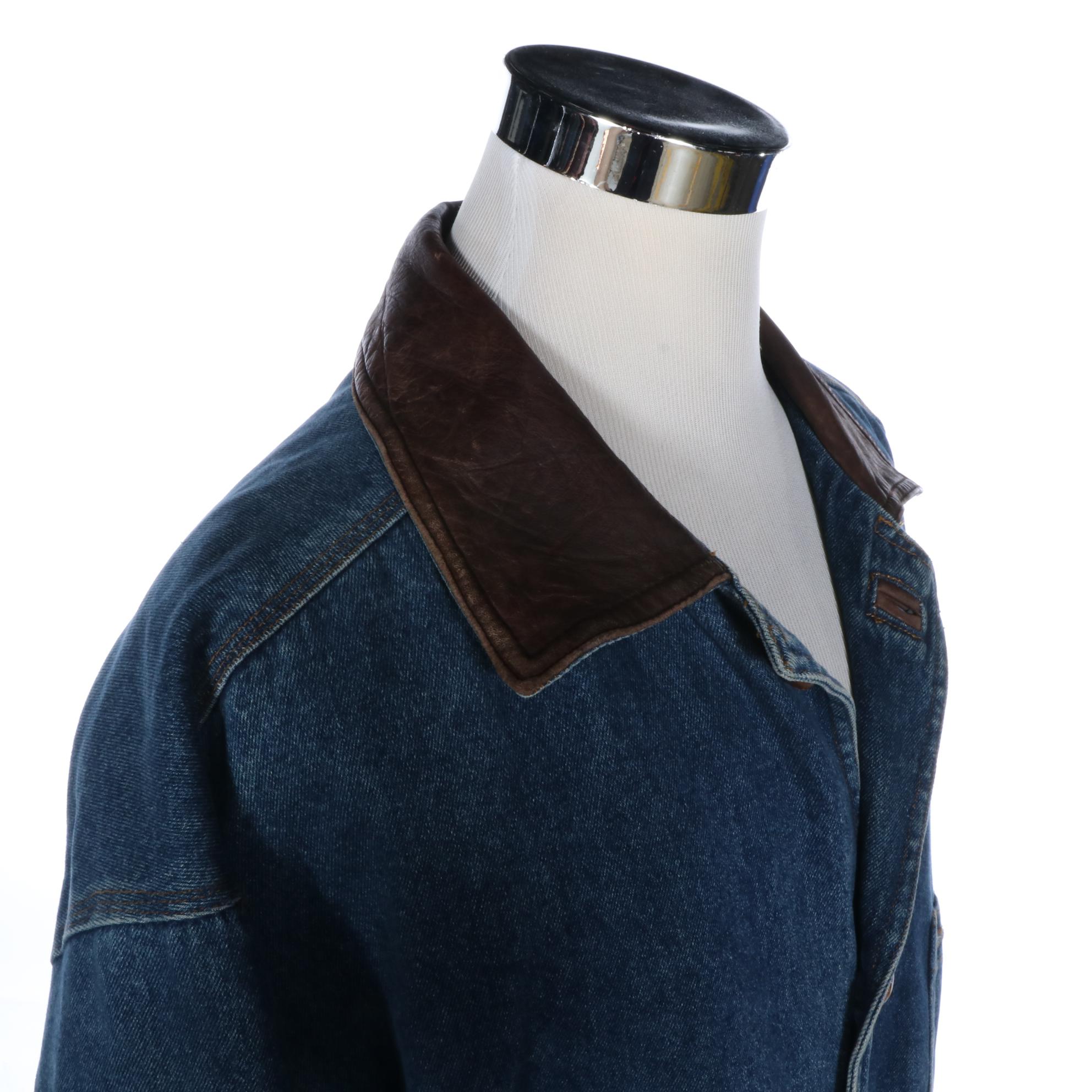 Men's Sutter & Grant Barn Coat in Denim with Leather Trim