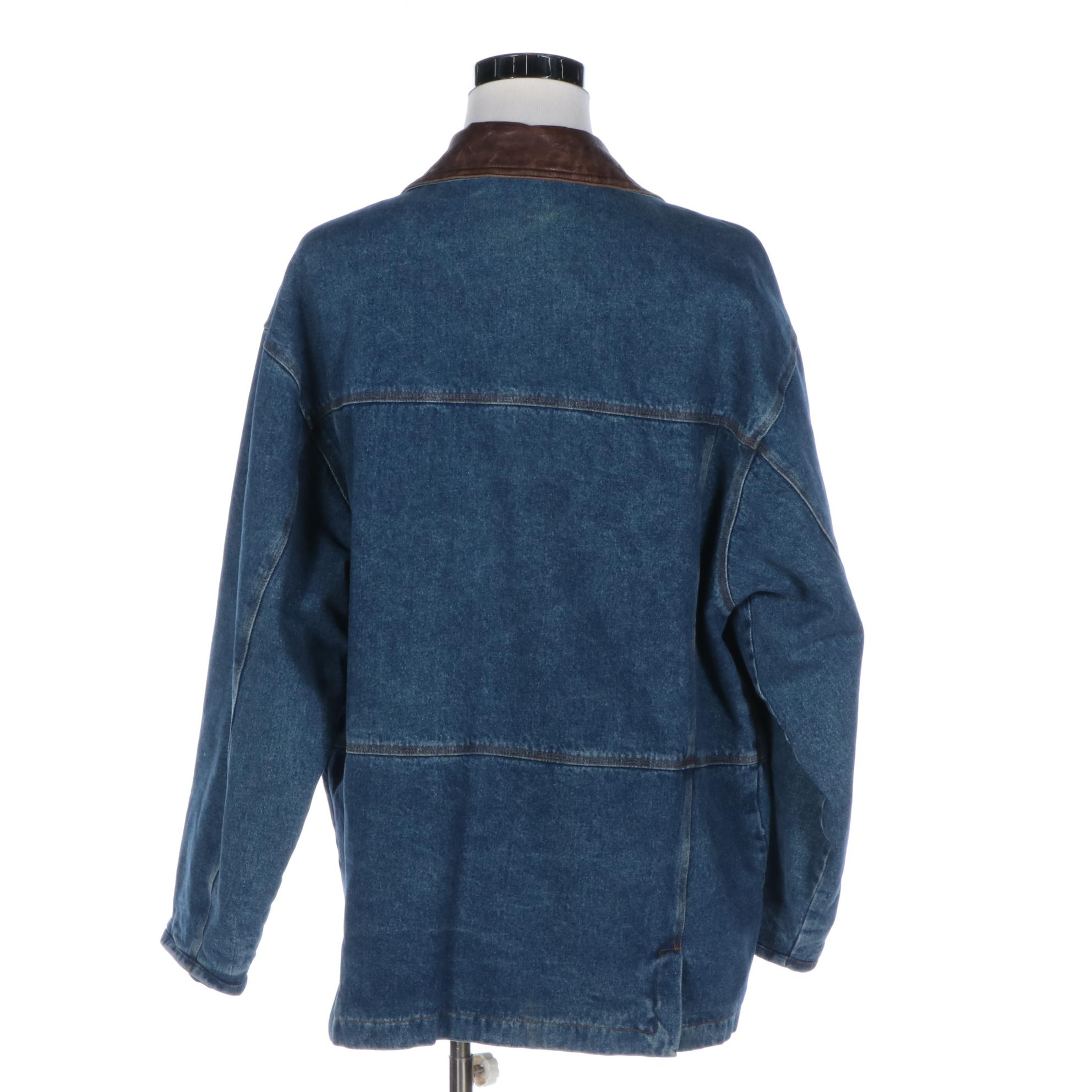 Men's Sutter & Grant Barn Coat in Denim with Leather Trim