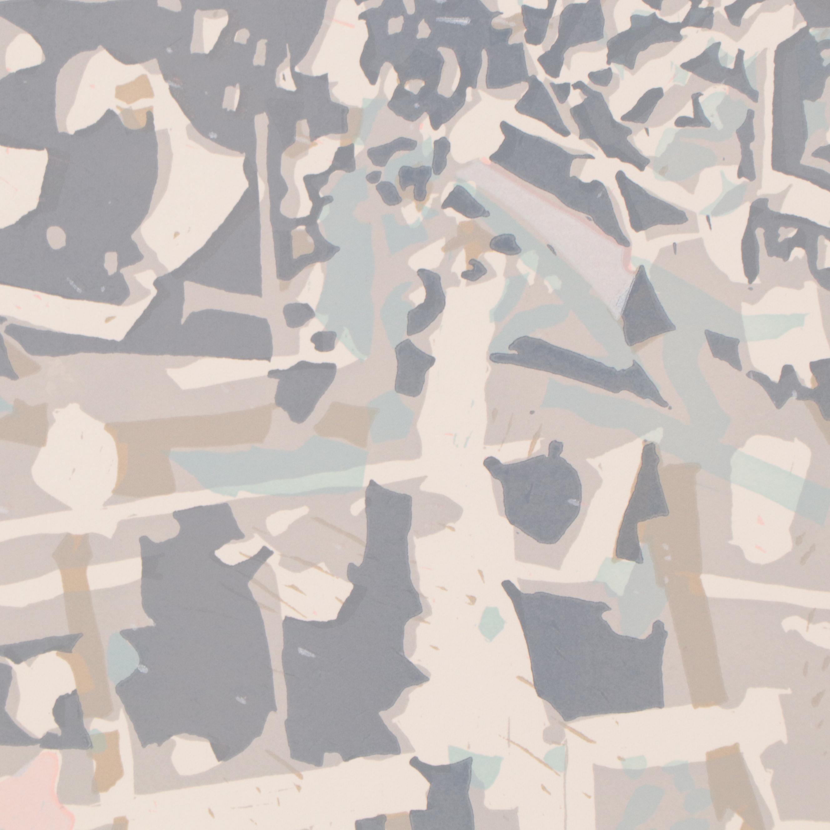 Ernst Stocker Coghuf Non-Objective Linocut, 1963