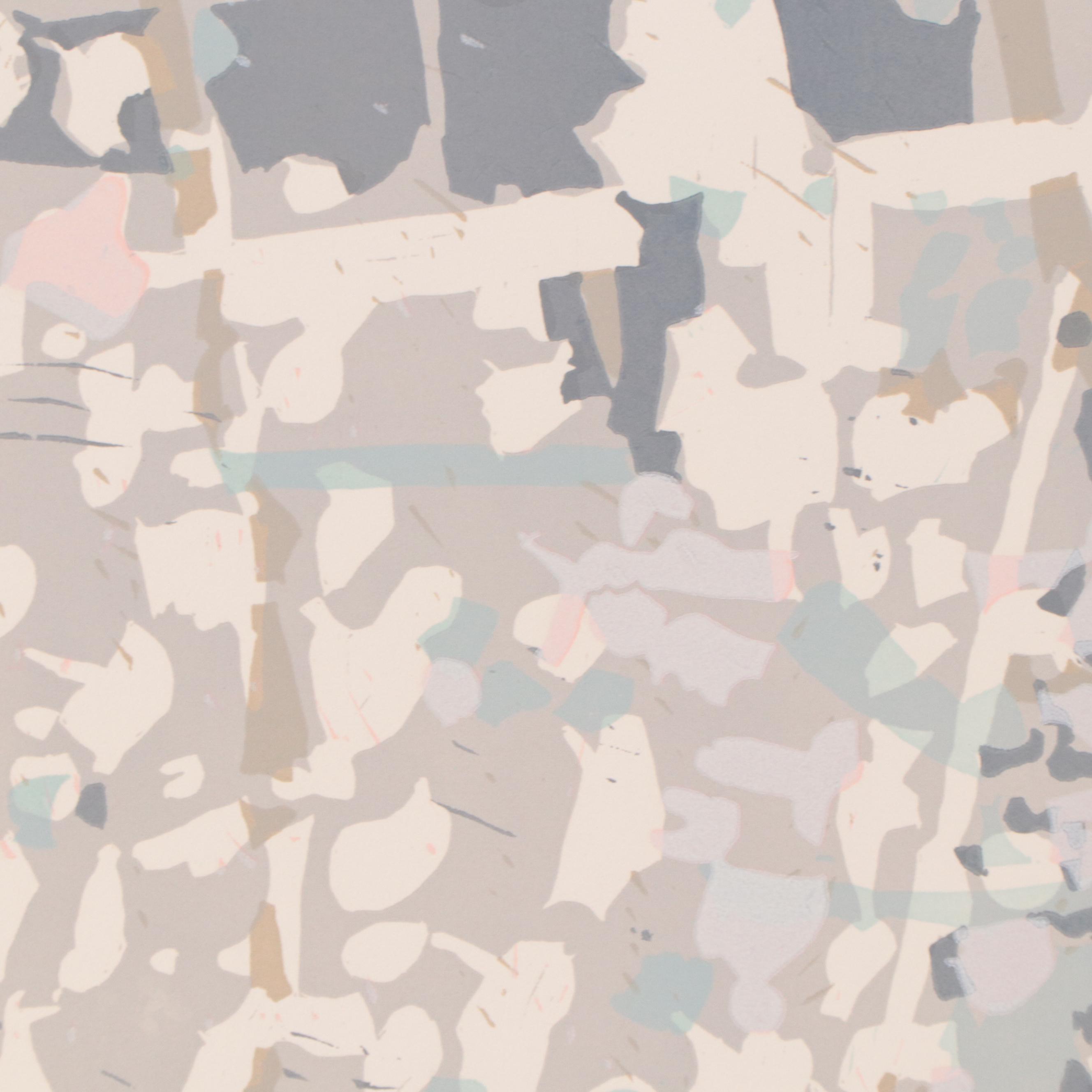 Ernst Stocker Coghuf Non-Objective Linocut, 1963