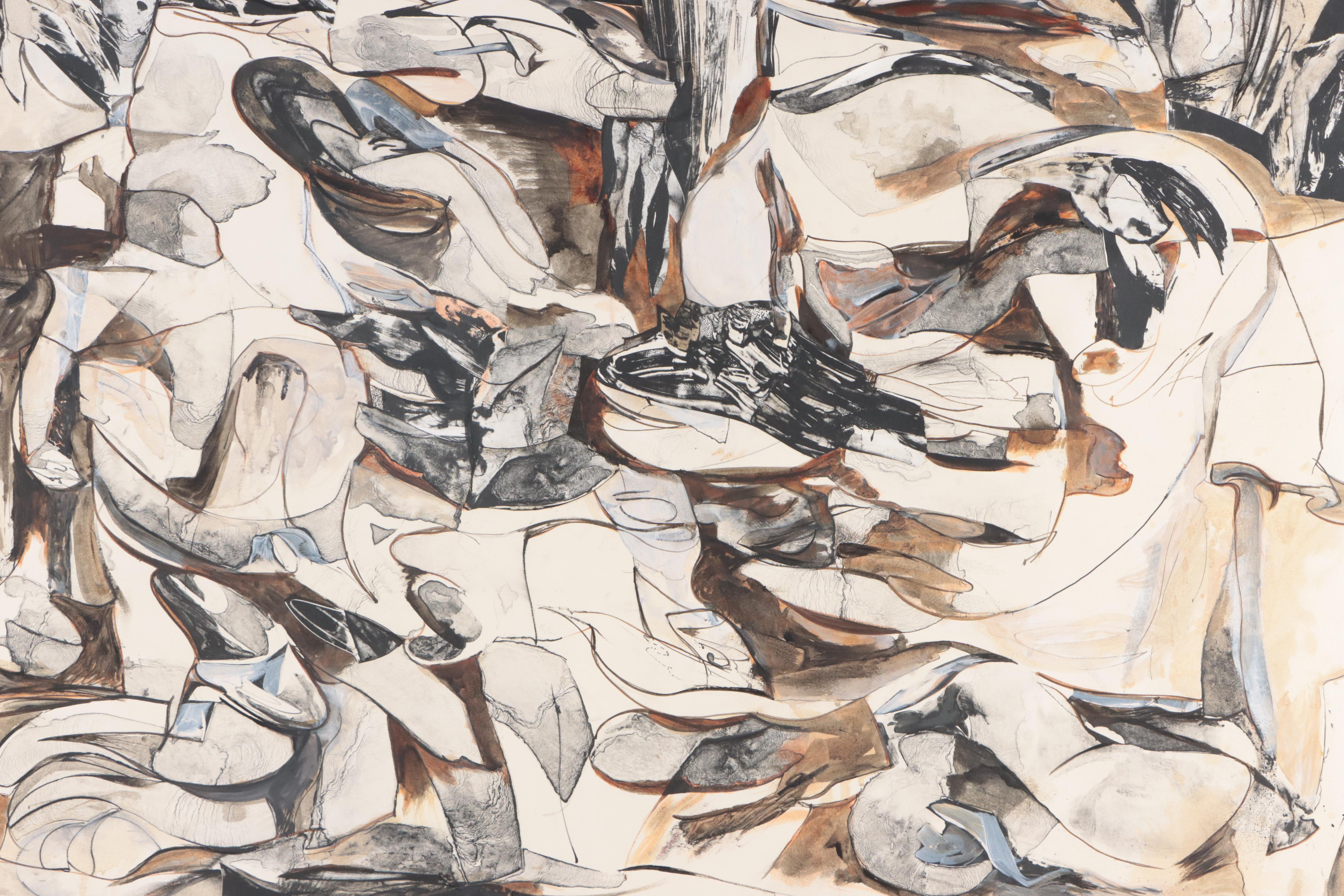 Donald Roberts Mixed Media Painting "Island Forest Project, Wall," 1994