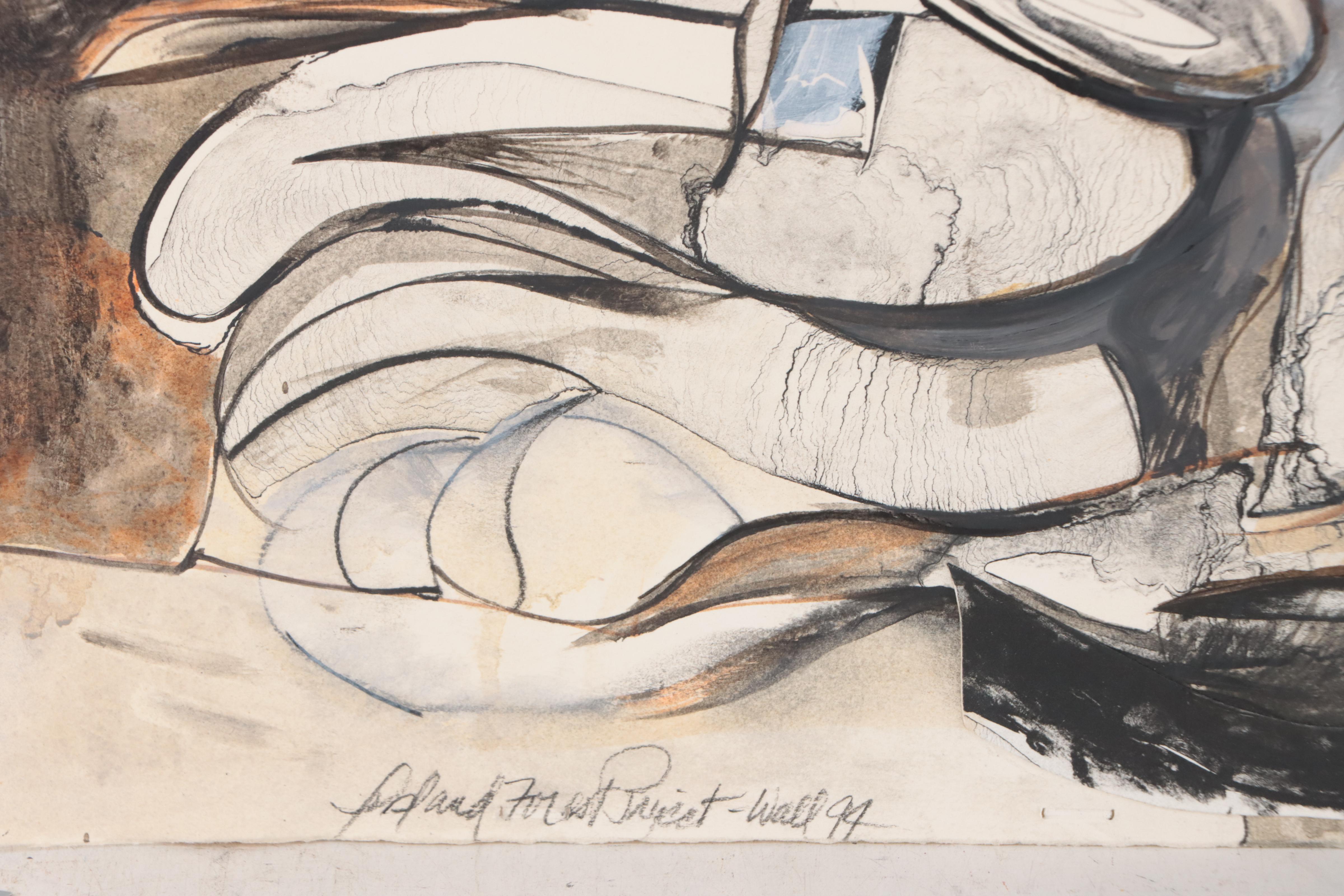 Donald Roberts Mixed Media Painting "Island Forest Project, Wall," 1994